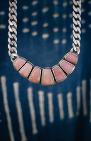 Bloom Torque Choker ~ Pink Opal ~ Reclaimed Sterling ~ Extra-Wide Curb Chain