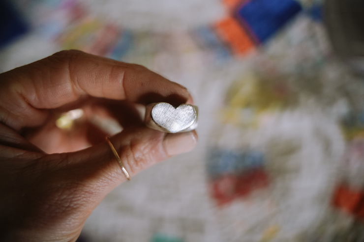 CORE Collection PREORDER ~ Heart on Your Sleeve Signet Ring ~ Sterling Silver