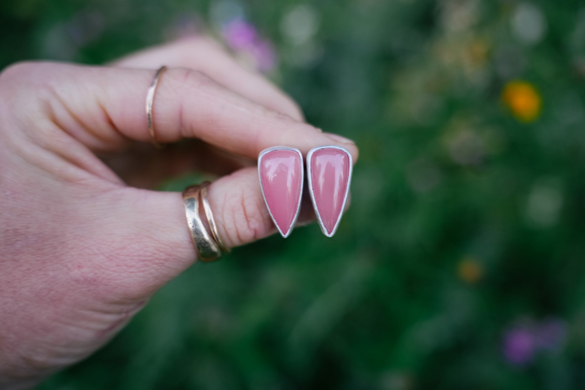 Pink Spike Earrings ~ Medium Long ~ Sterling Silver ~ Guava Quartz