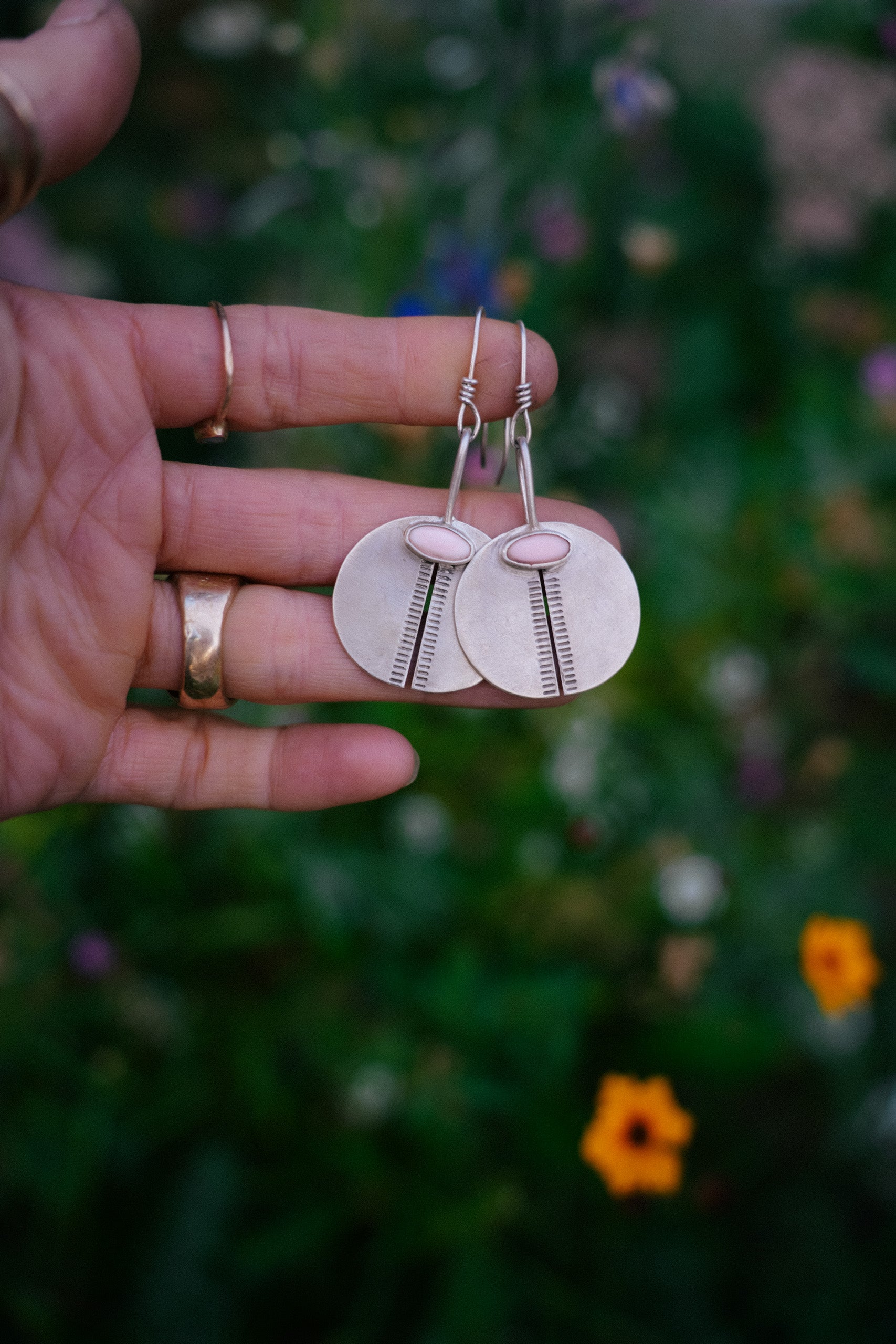 Artifact Earrings ~ Sterling Silver + Pink Opal