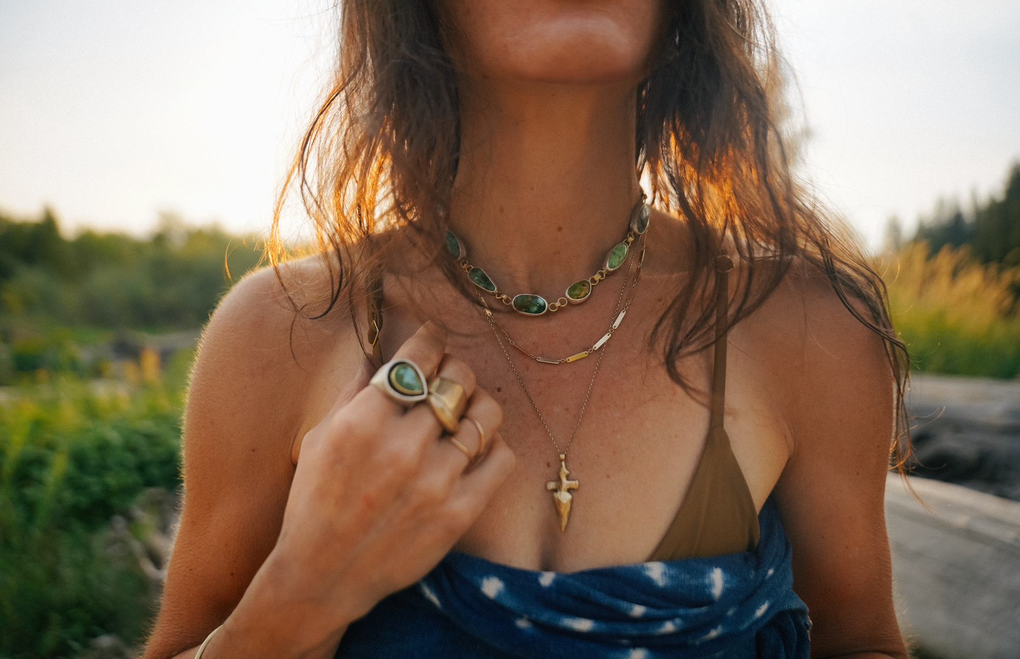 The Lush Choker ~ 22kt Gold + Reclaimed Sterling with Royston + Variscite