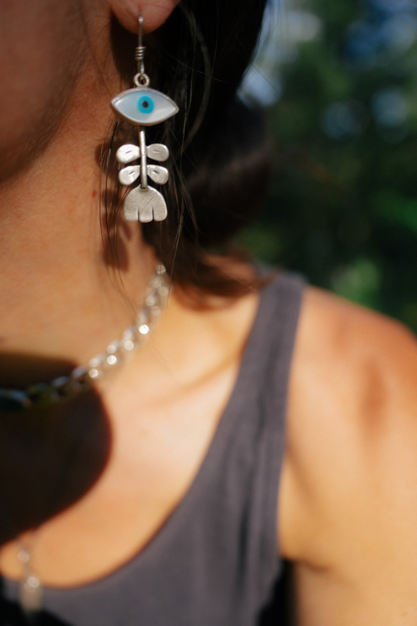 Wallflower Earrings ~ Sterling Silver with Shell Eyes