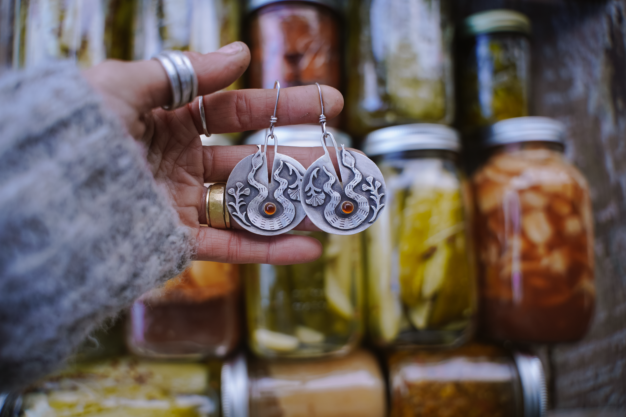 Folklore Earrings ~ Serpent Edition ~ 18kt Gold + Sterling Silver