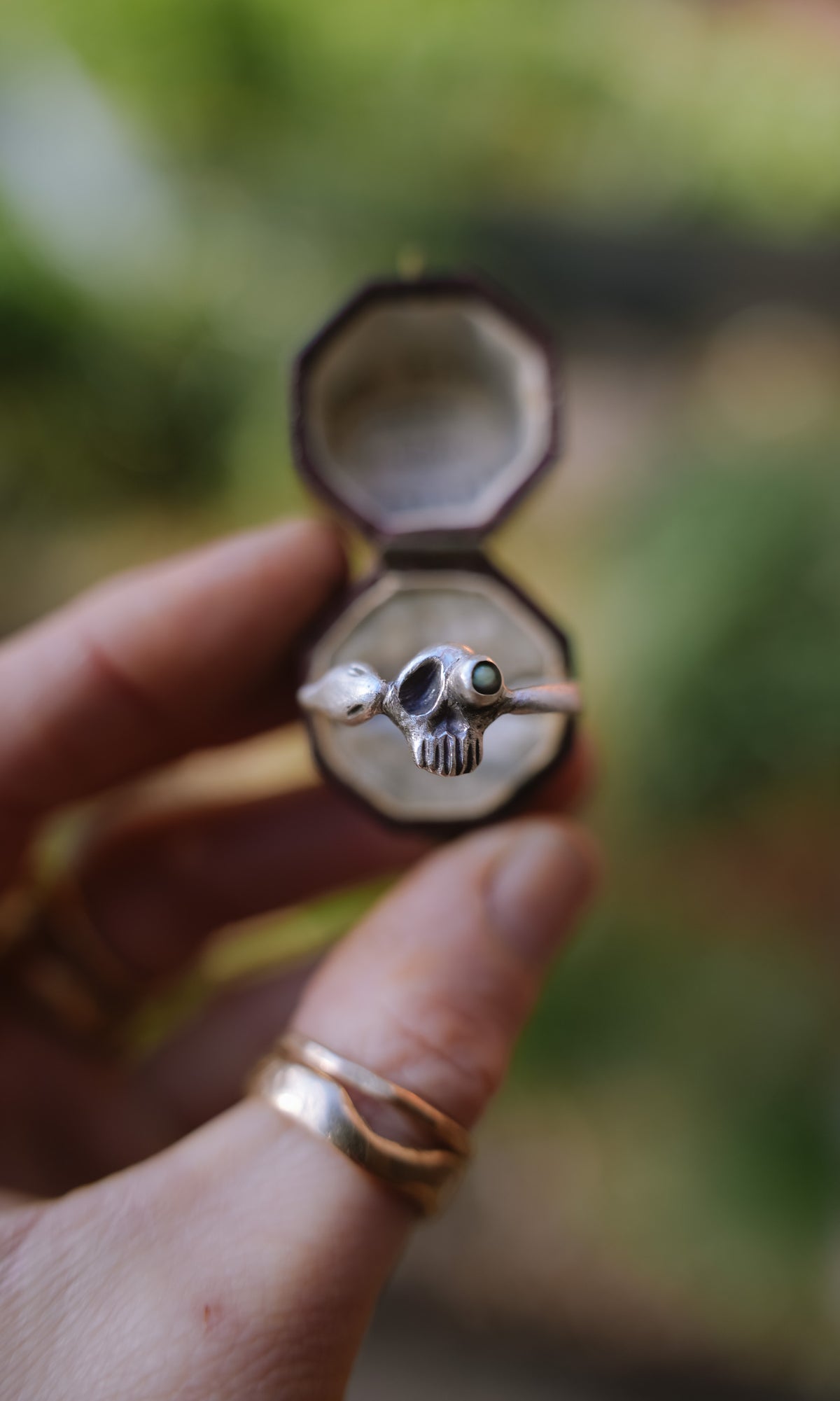 Momento Mori Serpent Ring ~ Sterling Silver + Turquoise ~ Size 9.5