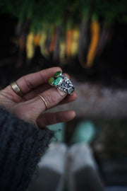 The Gardener Fable Ring ~ Sterling Silver + Green Turquoise ~ Size 6