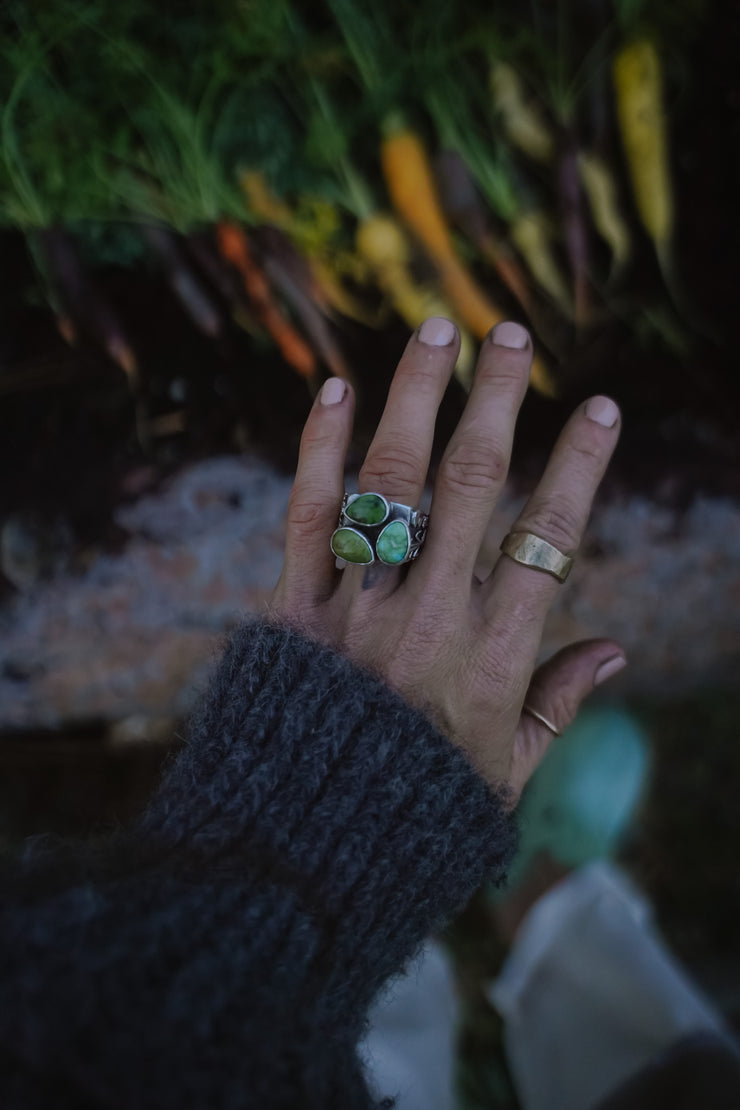 The Gardener Fable Ring ~ Sterling Silver + Green Turquoise ~ Size 6