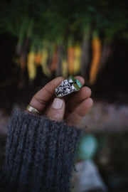 The Gardener Fable Ring ~ Sterling Silver + Green Turquoise ~ Size 6