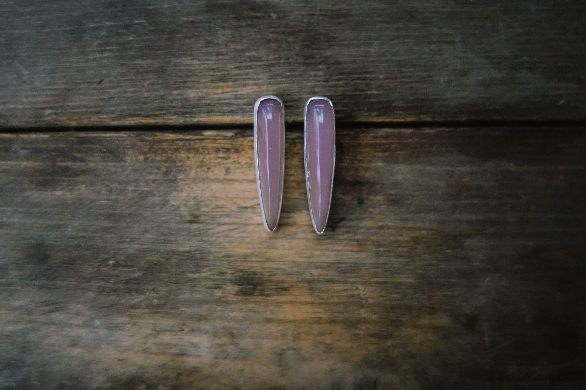 Lilac Chalcedony Spike Earrings ~ Sterling Silver ~ Extra-Long