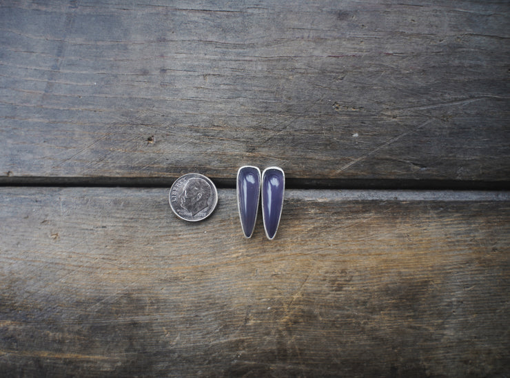 Lilac Chalcedony Spike Earrings ~ Sterling Silver ~ Long