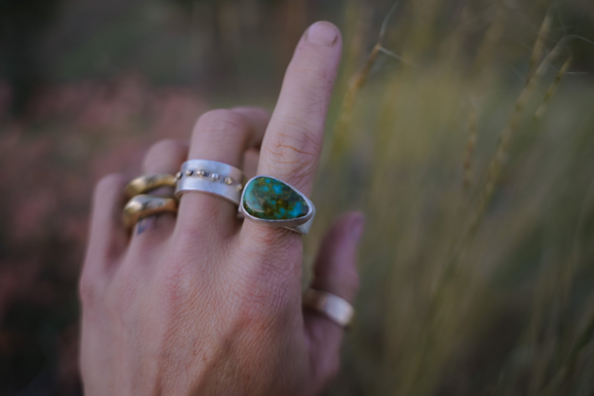 Counterbalance  Ring ~ Sterling Silver + Turquoise ~ Size 7.5