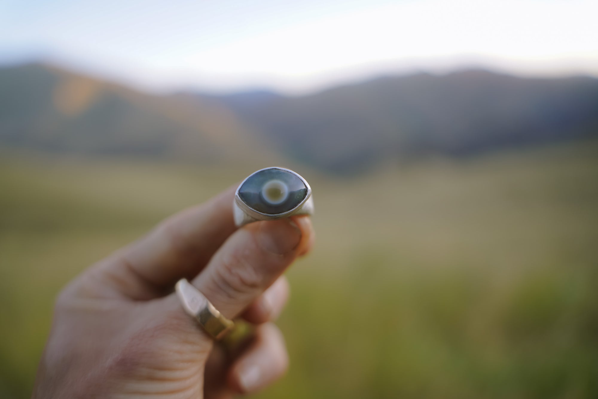 Second Sight Ring ~ Sterling Silver + Agate ~ Size 7.25