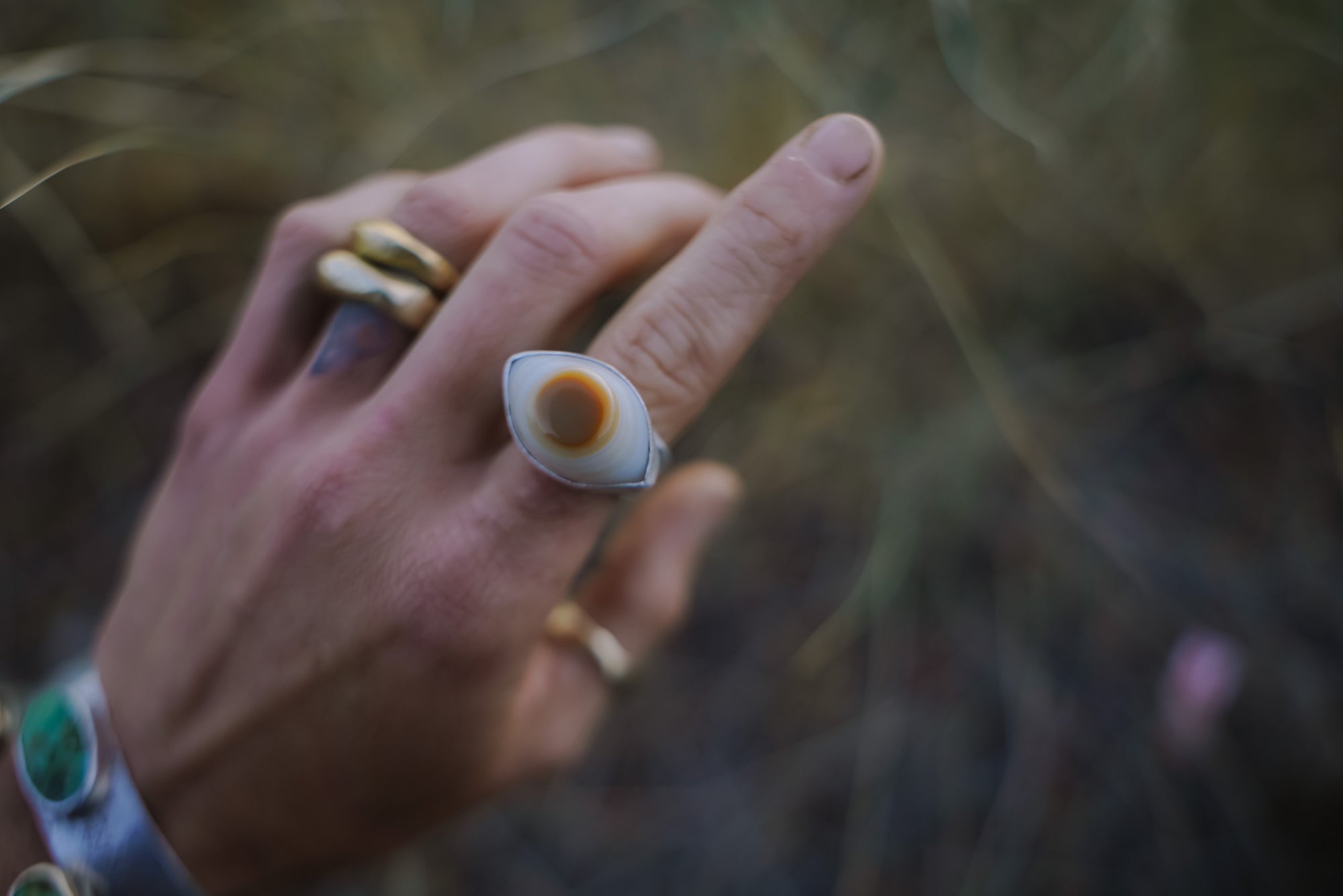 Second Sight Ring ~ Sterling Silver + Agate ~ Size 7.5