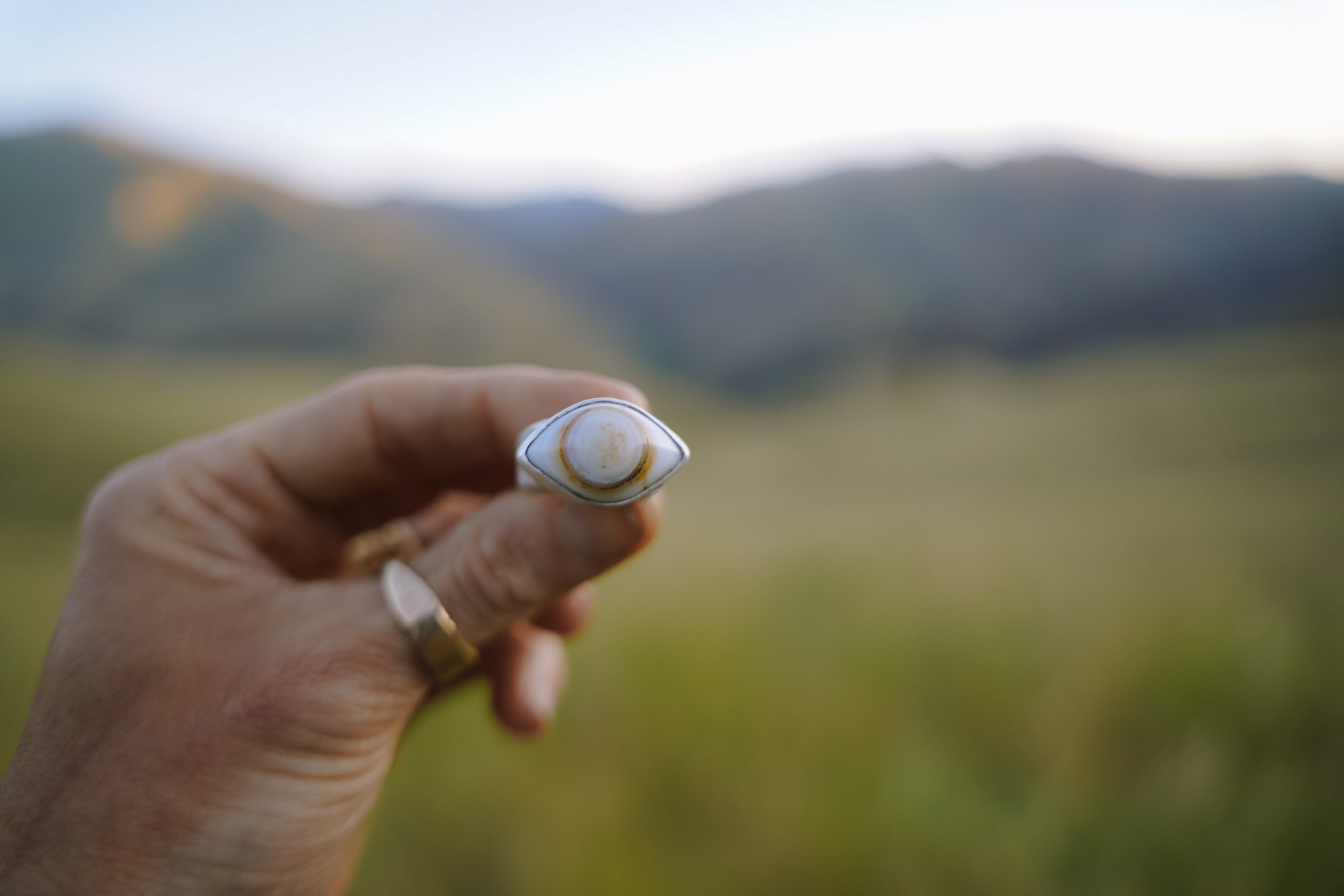 Second Sight Ring ~ Sterling Silver + Agate ~ Size 7
