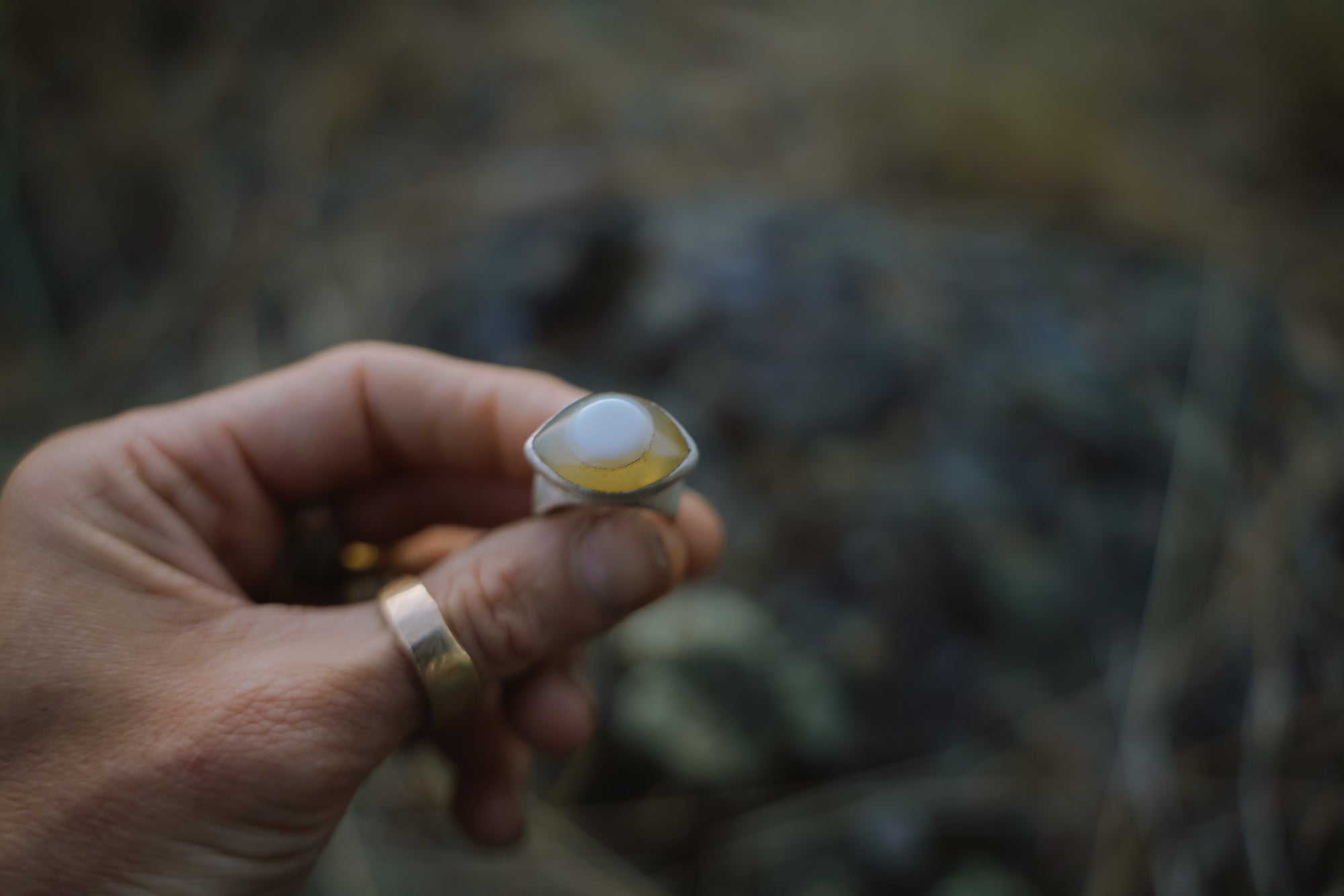 Second Sight Ring ~ Sterling Silver + Agate ~ Size 5