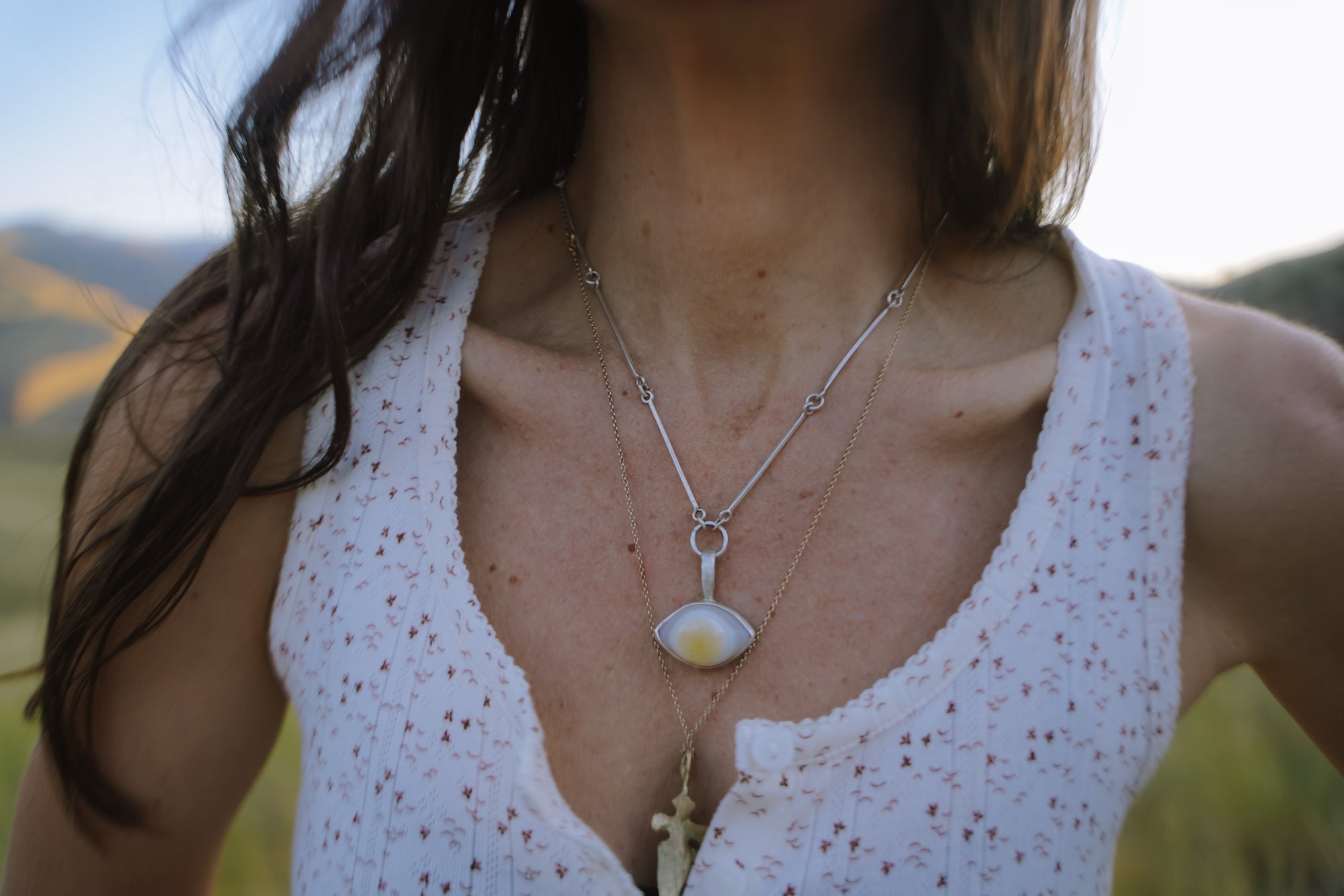 Second Sight Necklace ~ Reclaimed Sterling Silver + Agate