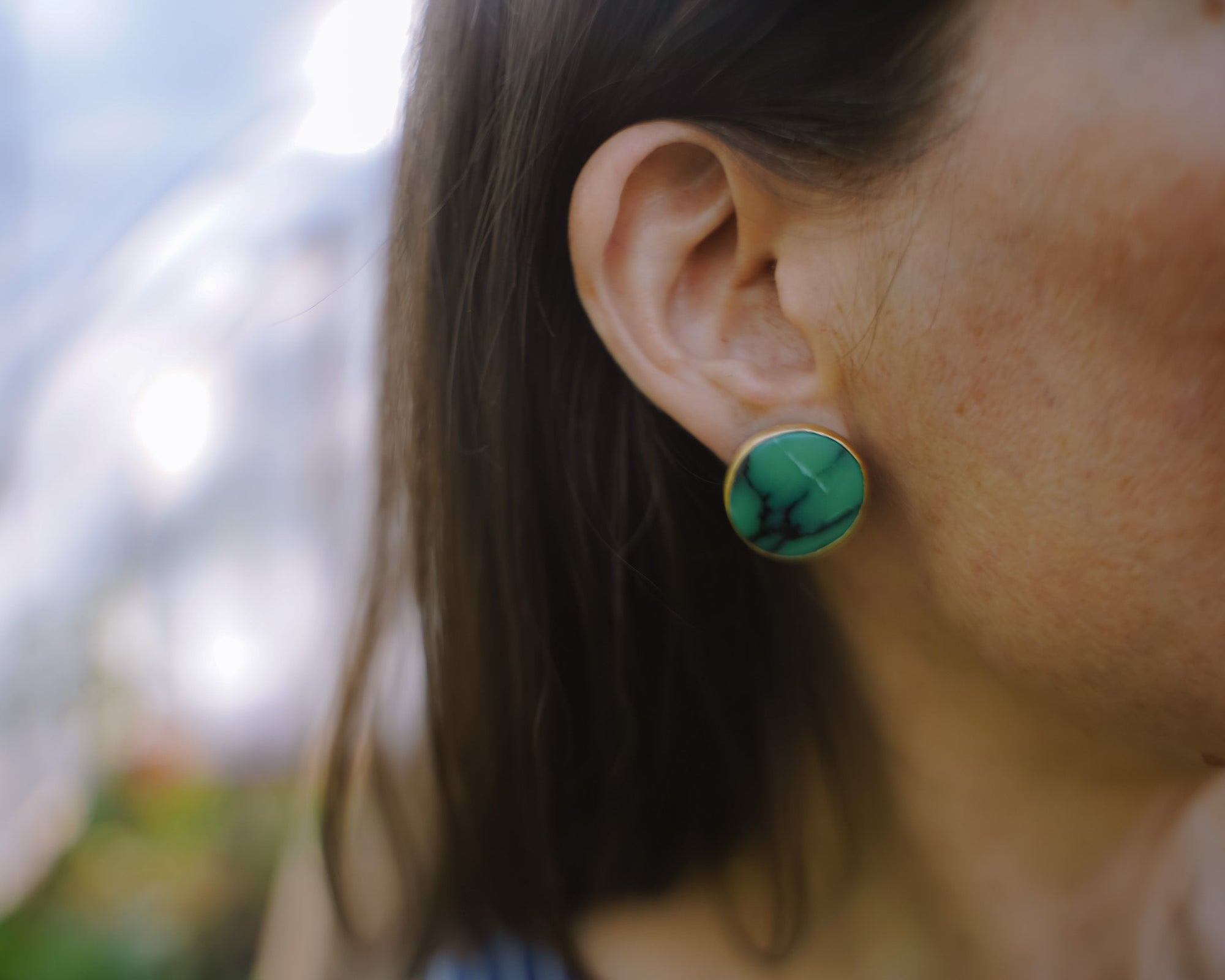 Touchstone Posts ~ 18K Gold + Sterling Silver ~ Variscite