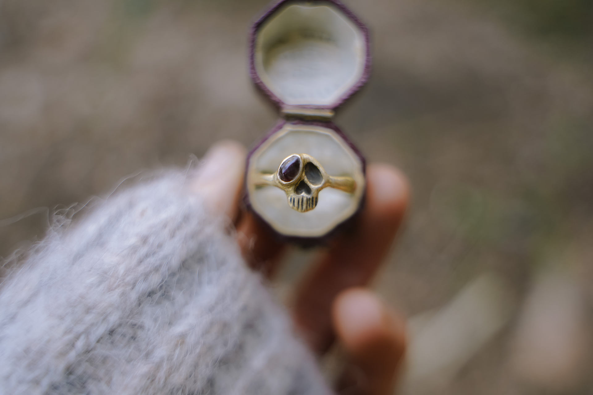 RubyandRevolver_Momento Mori Ring_18K Gold_Montana Garnet Eye