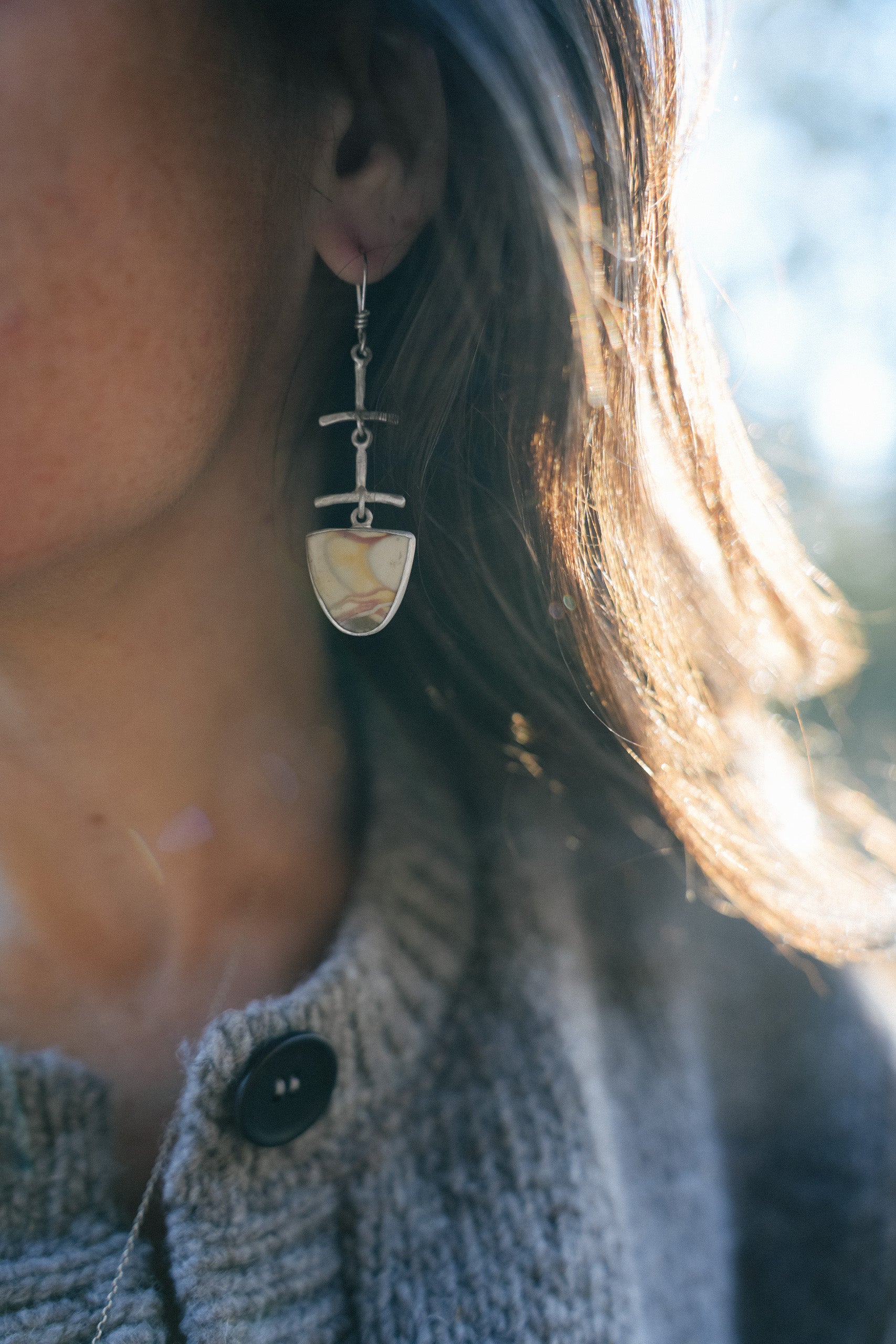 Tip the Scale Earrings ~ Sterling Silver ~ Willow Jasper ~ Danglers