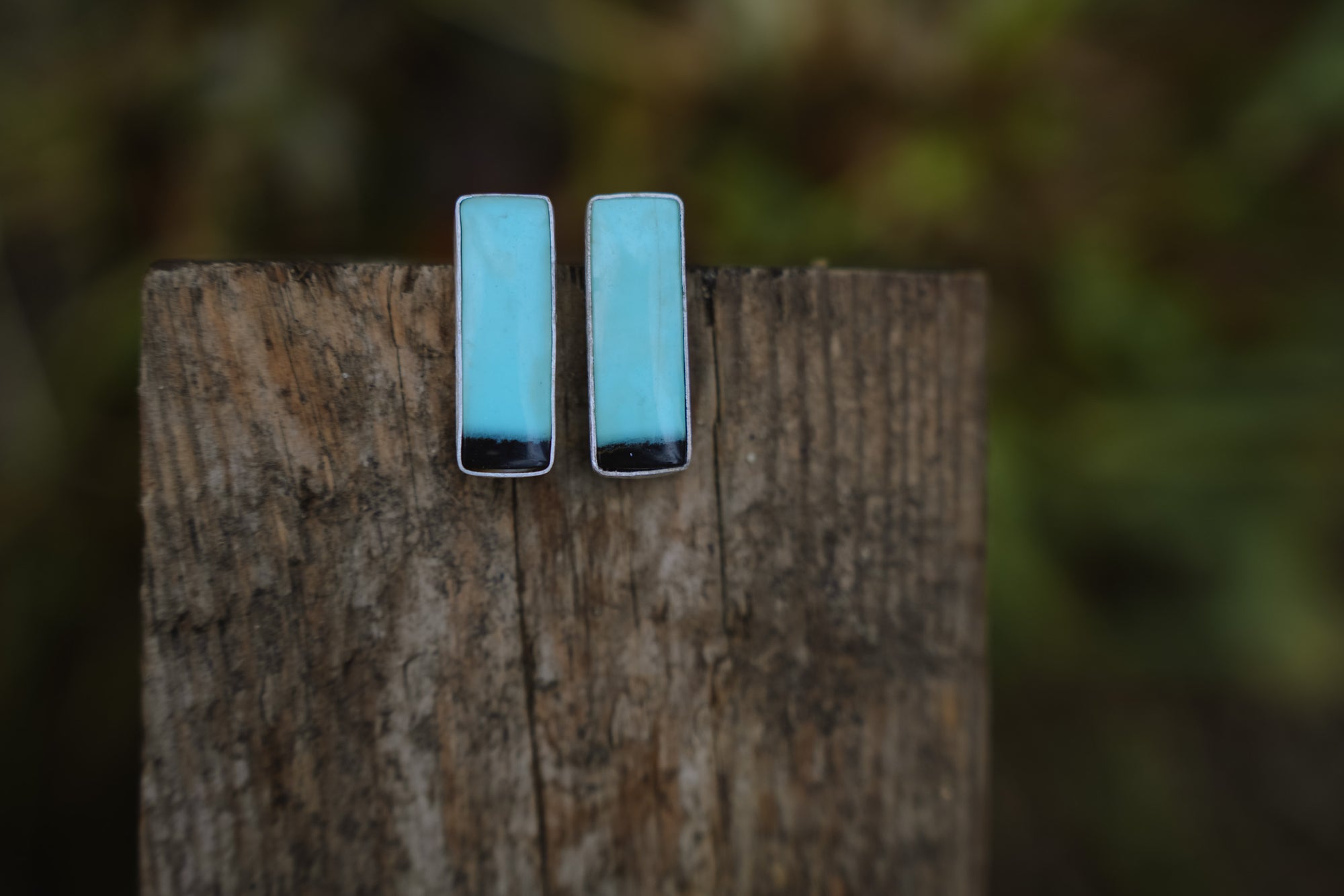 Two-Toned Spike Earrings ~ Sterling Silver + Turquoise ~ Small