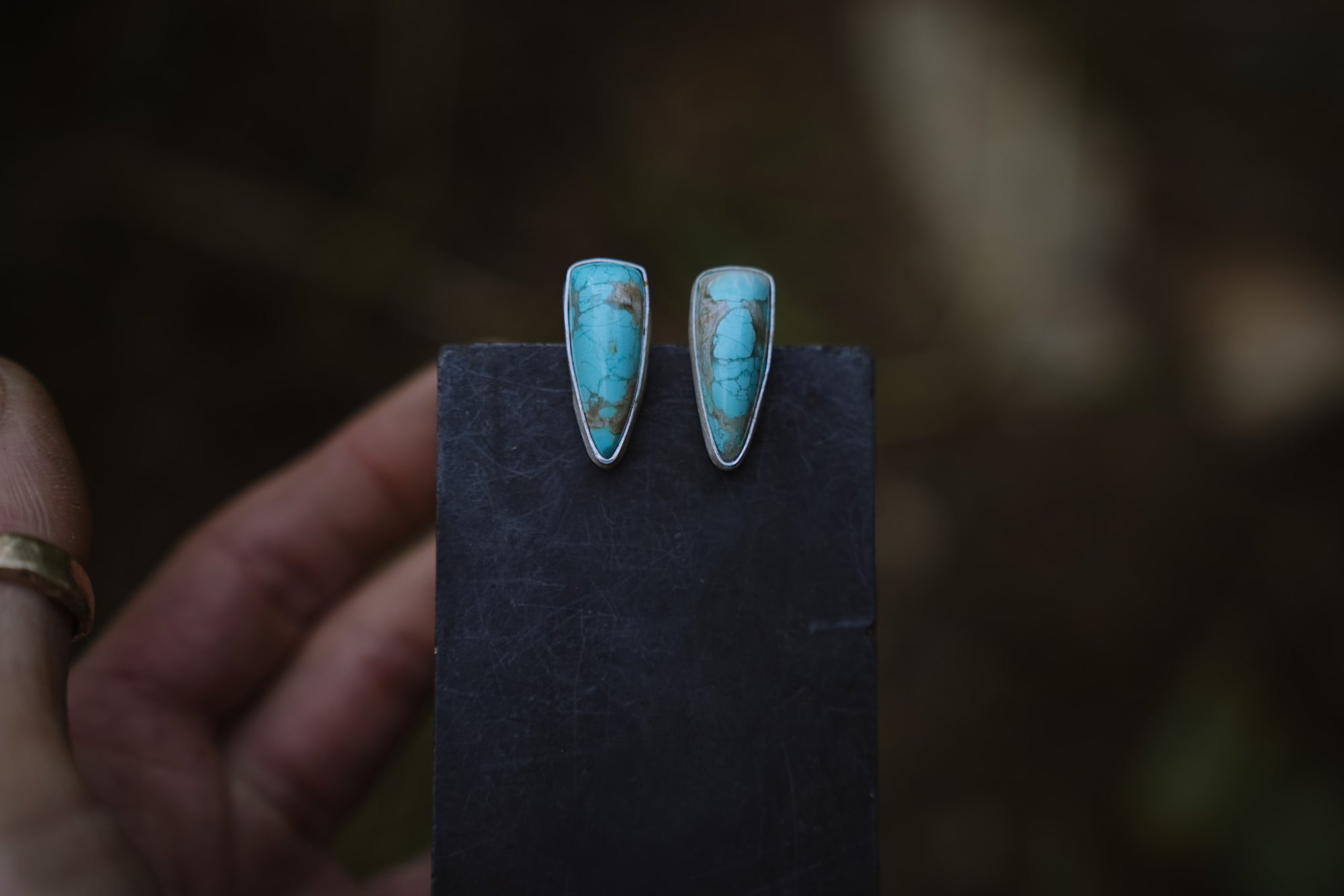 Turquoise Spike Earrings ~ Sterling Silver ~ Medium