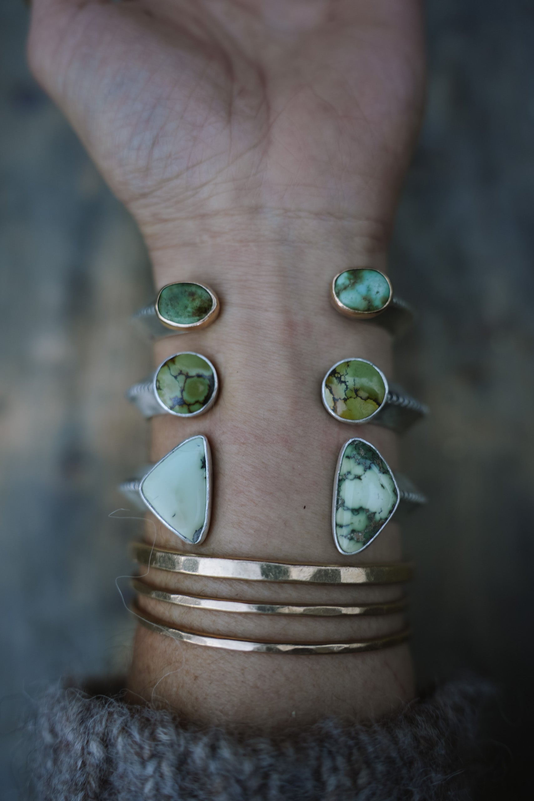 Negative Space Cuff ~ Thick Edition ~ Sterling Silver + Variscite ~ Medium