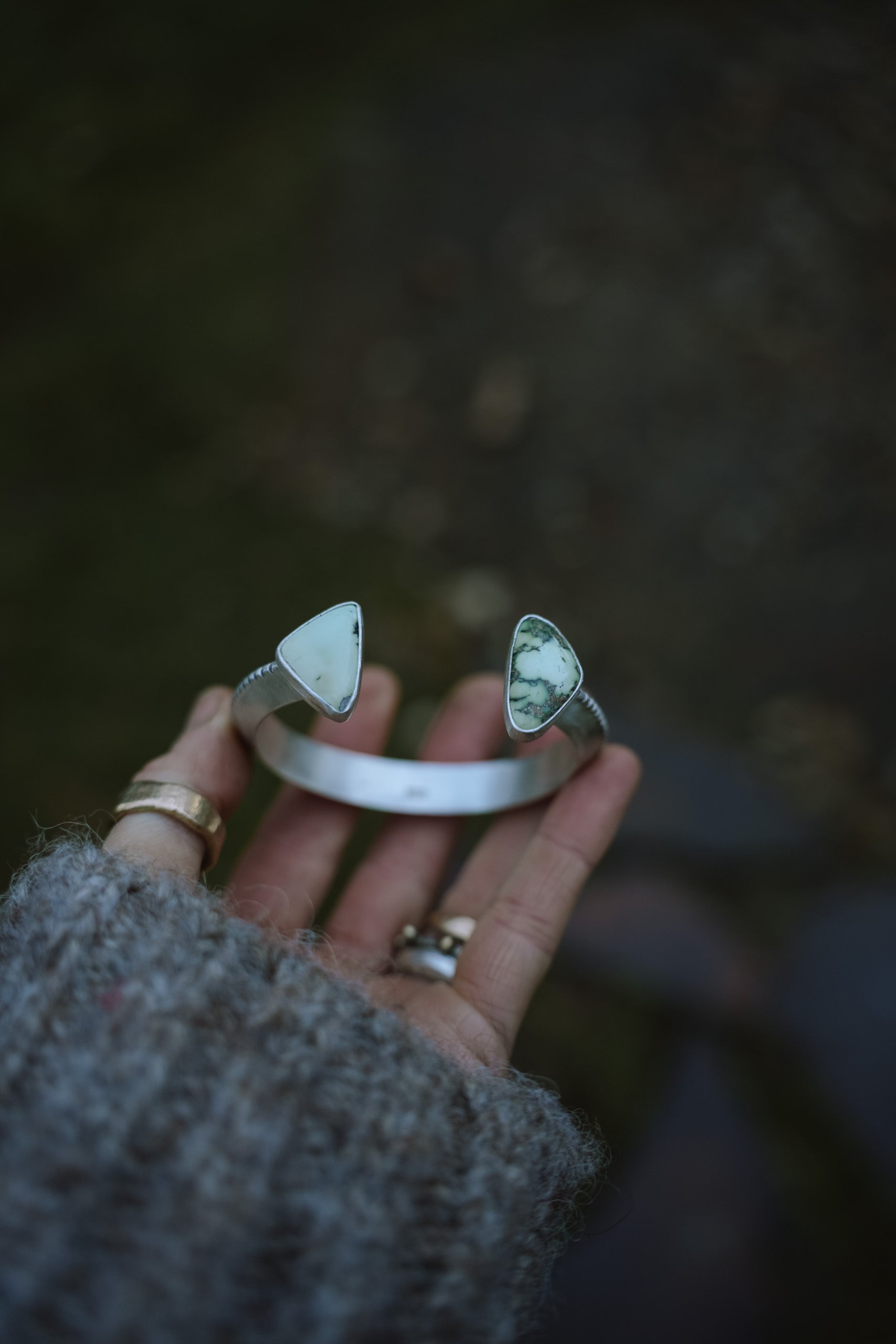 Negative Space Cuff ~ Thick Edition ~ Sterling Silver + Variscite ~ Medium