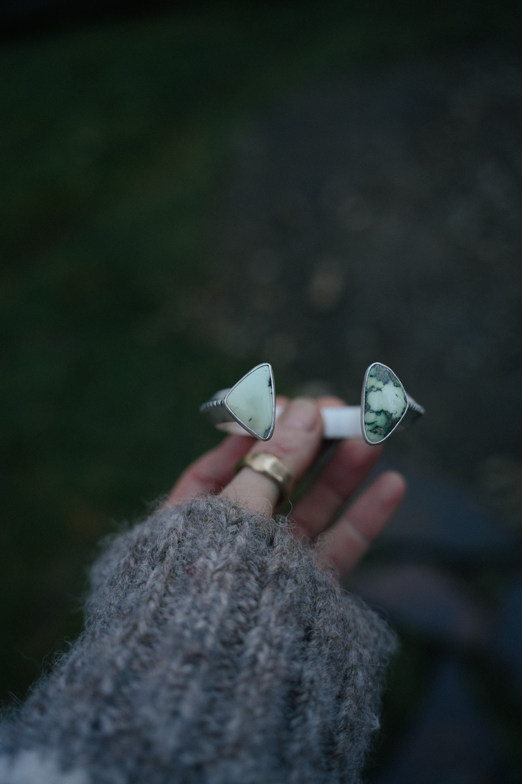 Negative Space Cuff ~ Thick Edition ~ Sterling Silver + Variscite ~ Medium