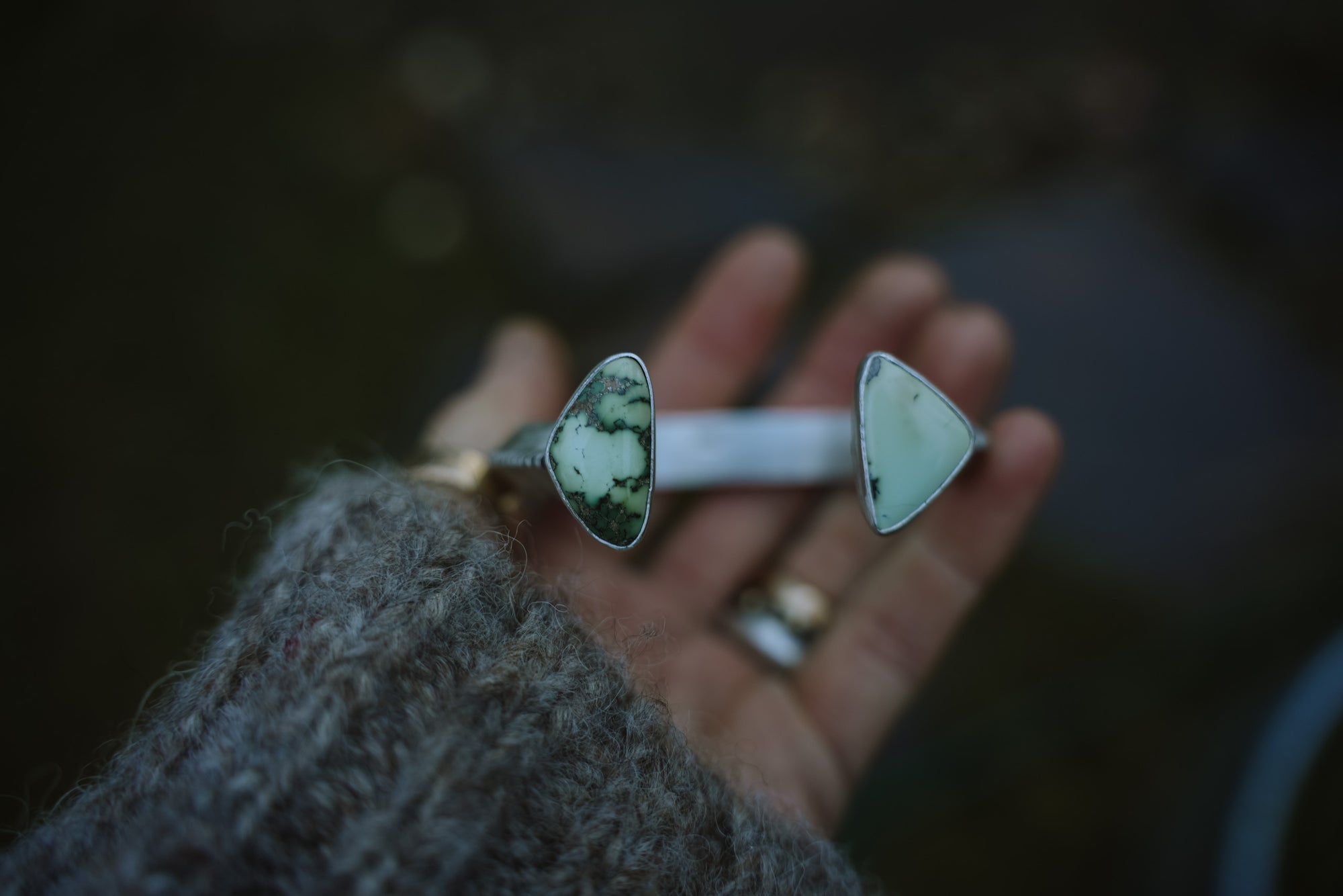 Negative Space Cuff ~ Thick Edition ~ Sterling Silver + Variscite ~ Medium