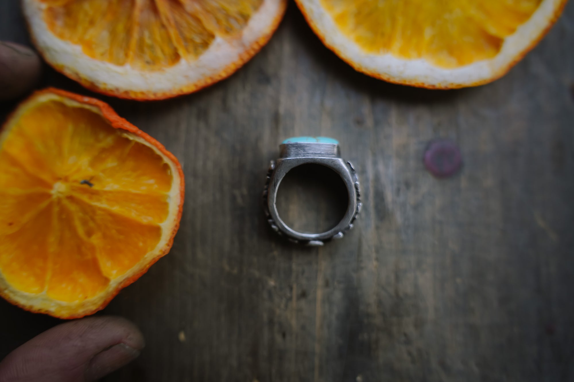 Of The West Fable Signet Ring ~ Turquoise ~ Size 7.5 ~ Slim Band