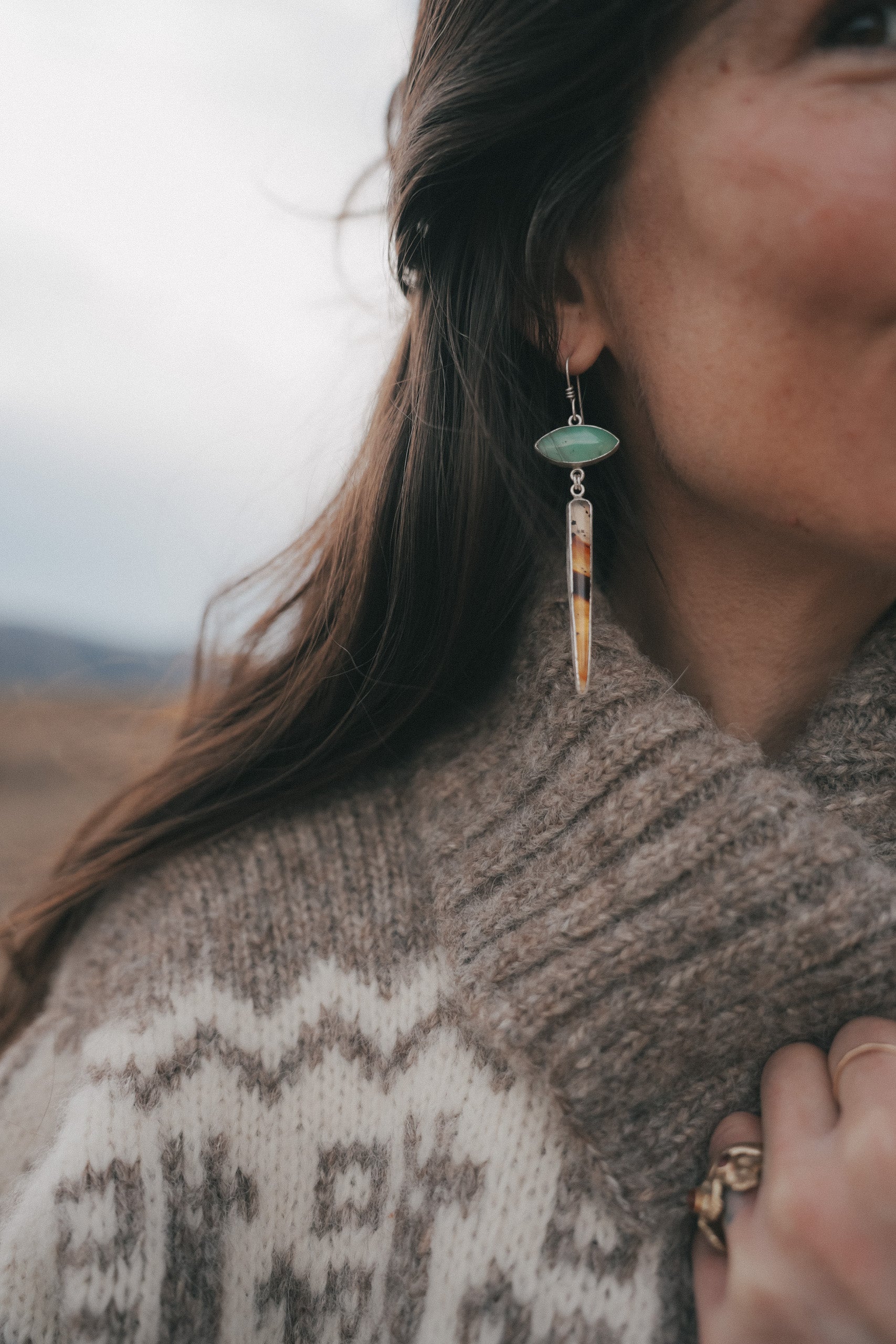 Agate Danglers ~ Australian Chrysoprase + Montana Agate