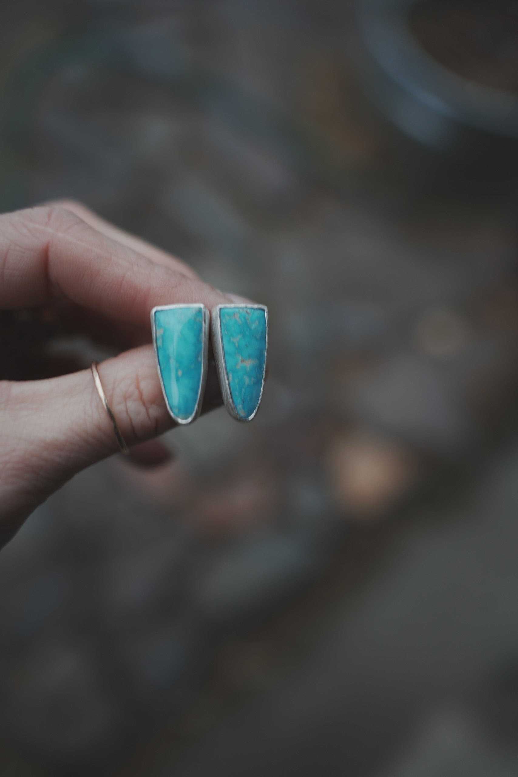 Turquoise Spike Earrings ~ Sterling Silver ~ Medium