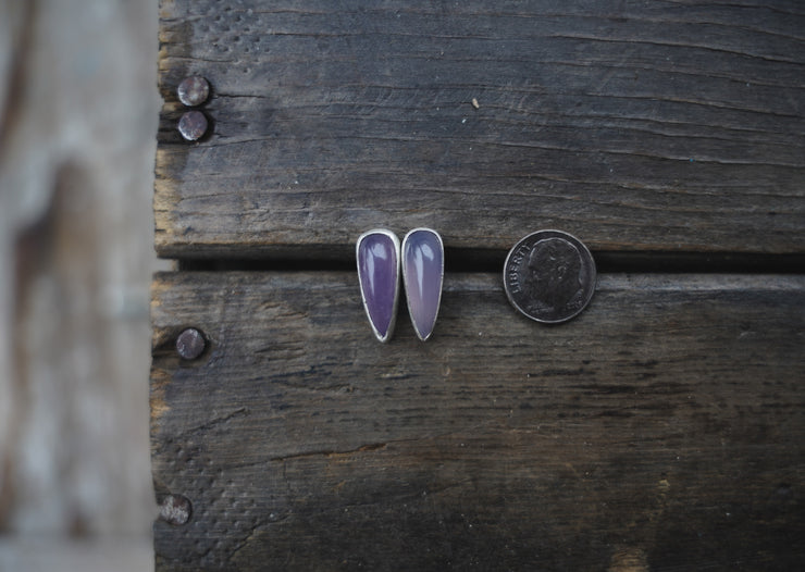 Lilac Chalcedony Spike Earrings ~ Medium