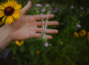 Wildling Necklace ~ Green Turquoise + Bobcat Claw + Reclaimed Sterling Silver