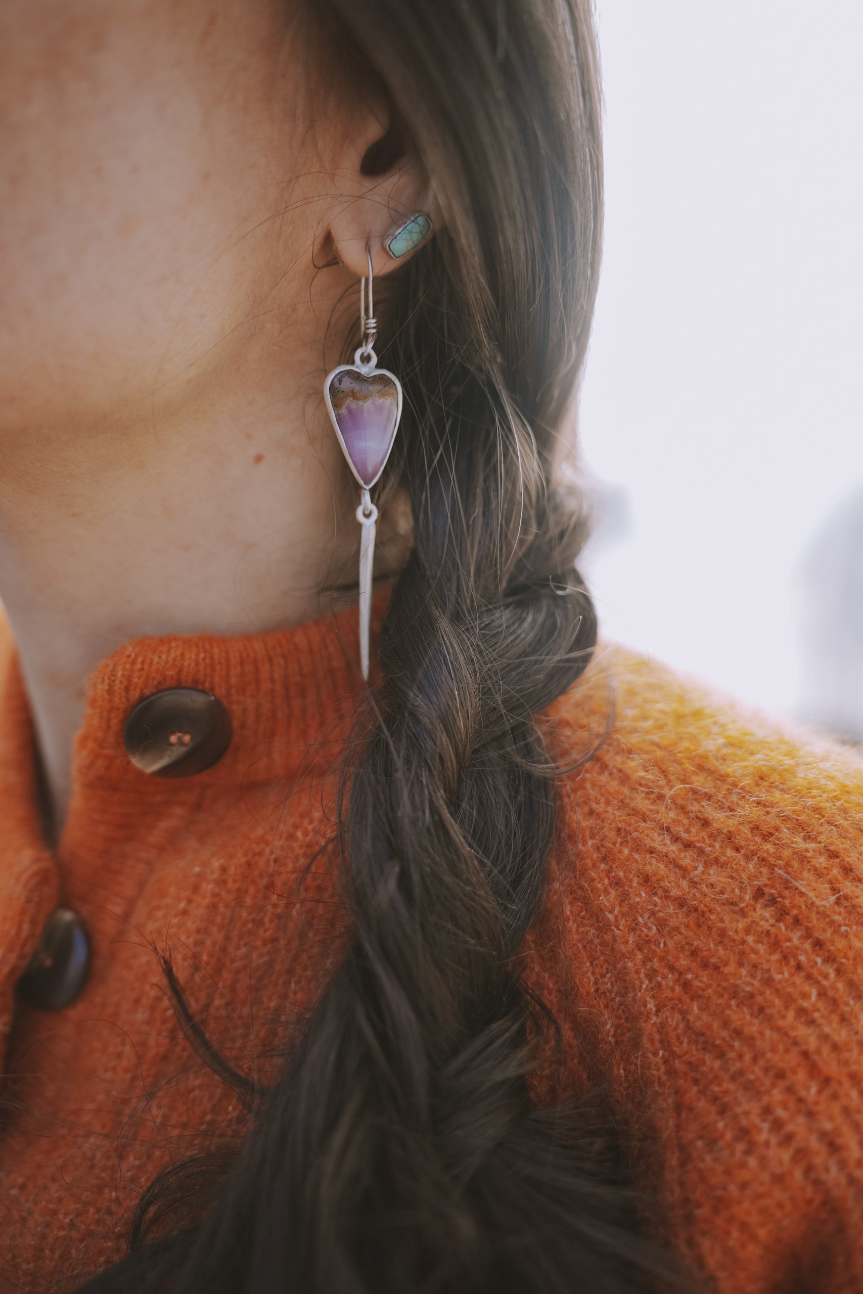 Purple Heart Earrings ~ Sterling Silver + Agua Nueva