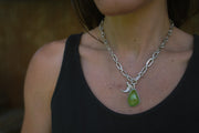 Wildling Necklace ~ Green Turquoise + Bobcat Claw + Reclaimed Sterling Silver