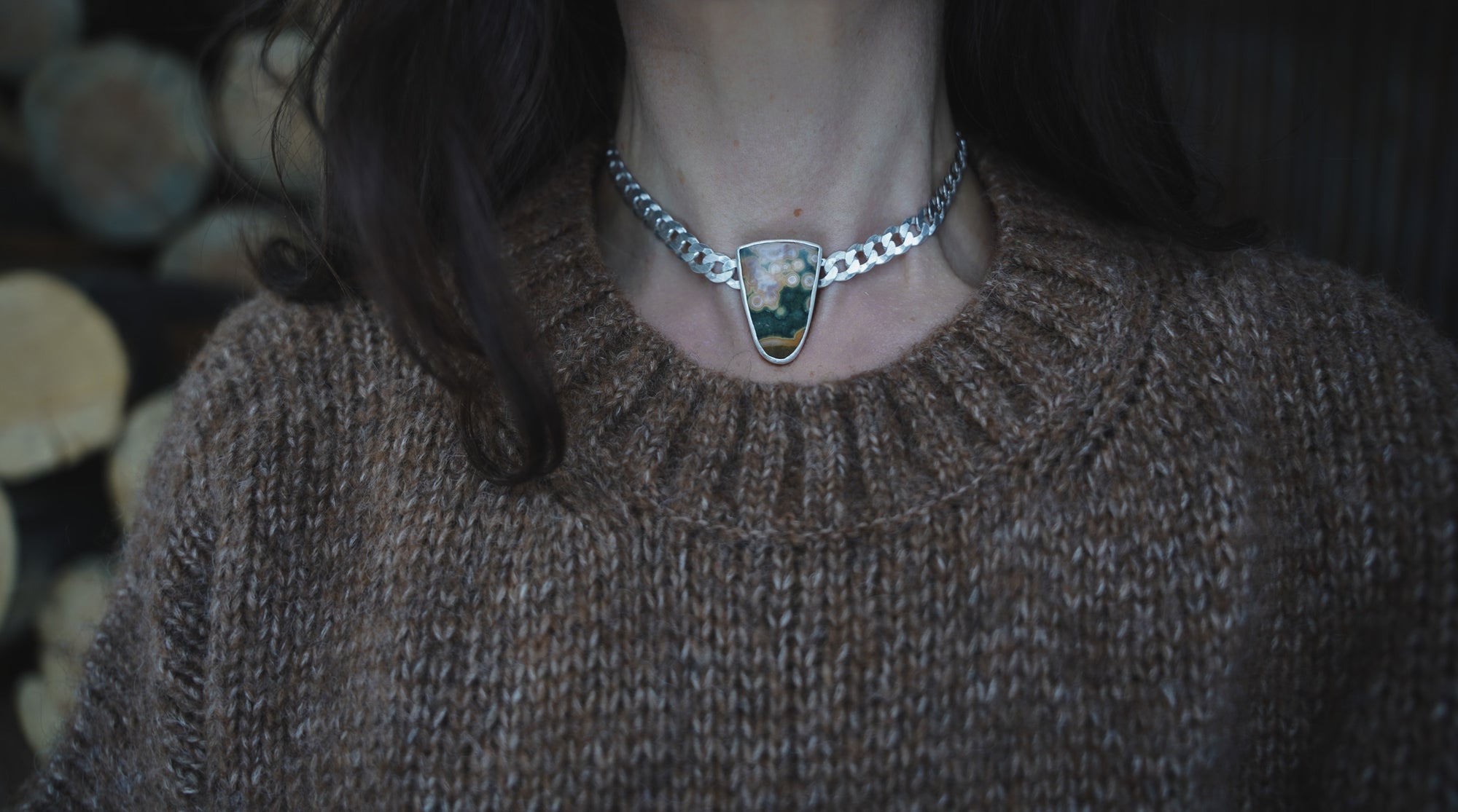 Torque Choker ~ Ocean Jasper ~ Medium-Wide Chain