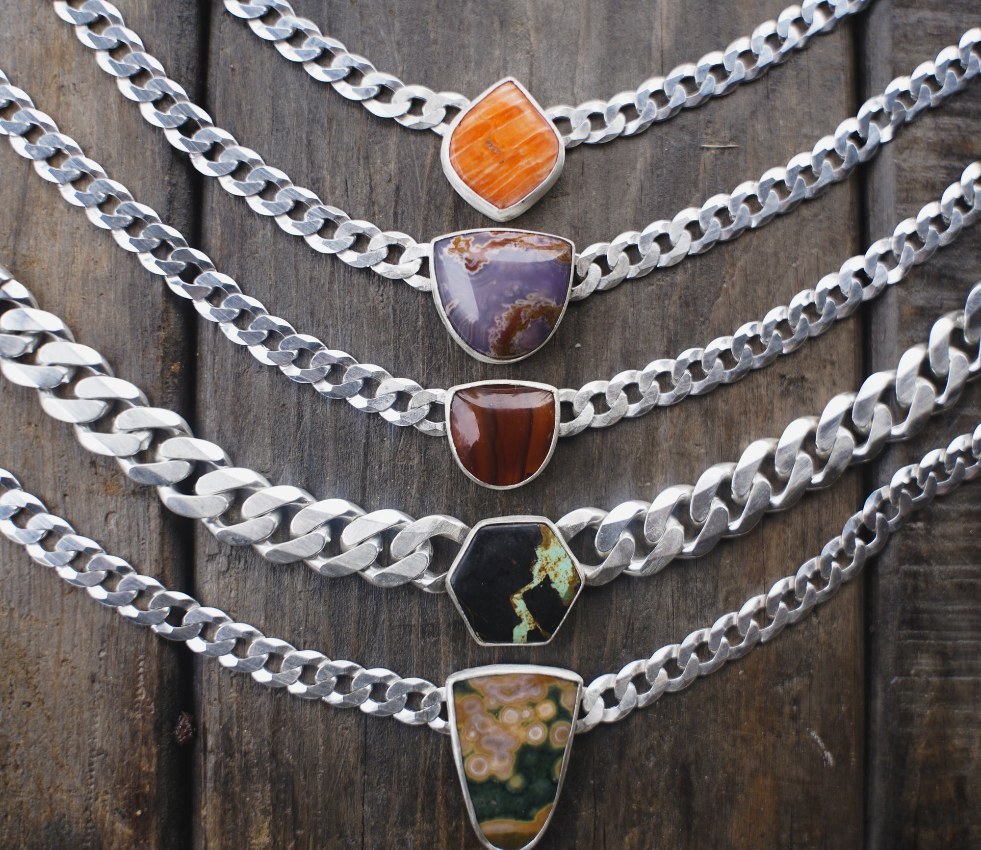 Torque Choker ~ Ocean Jasper ~ Medium-Wide Chain