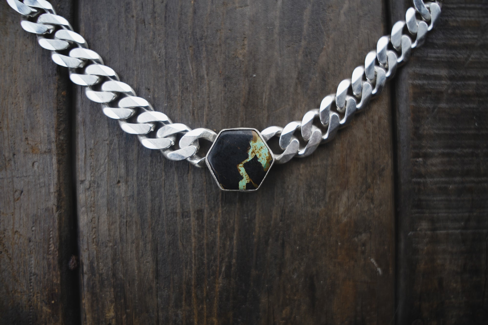 Torque Choker ~ Black Jack Turquoise ~ Extra-Wide Chain