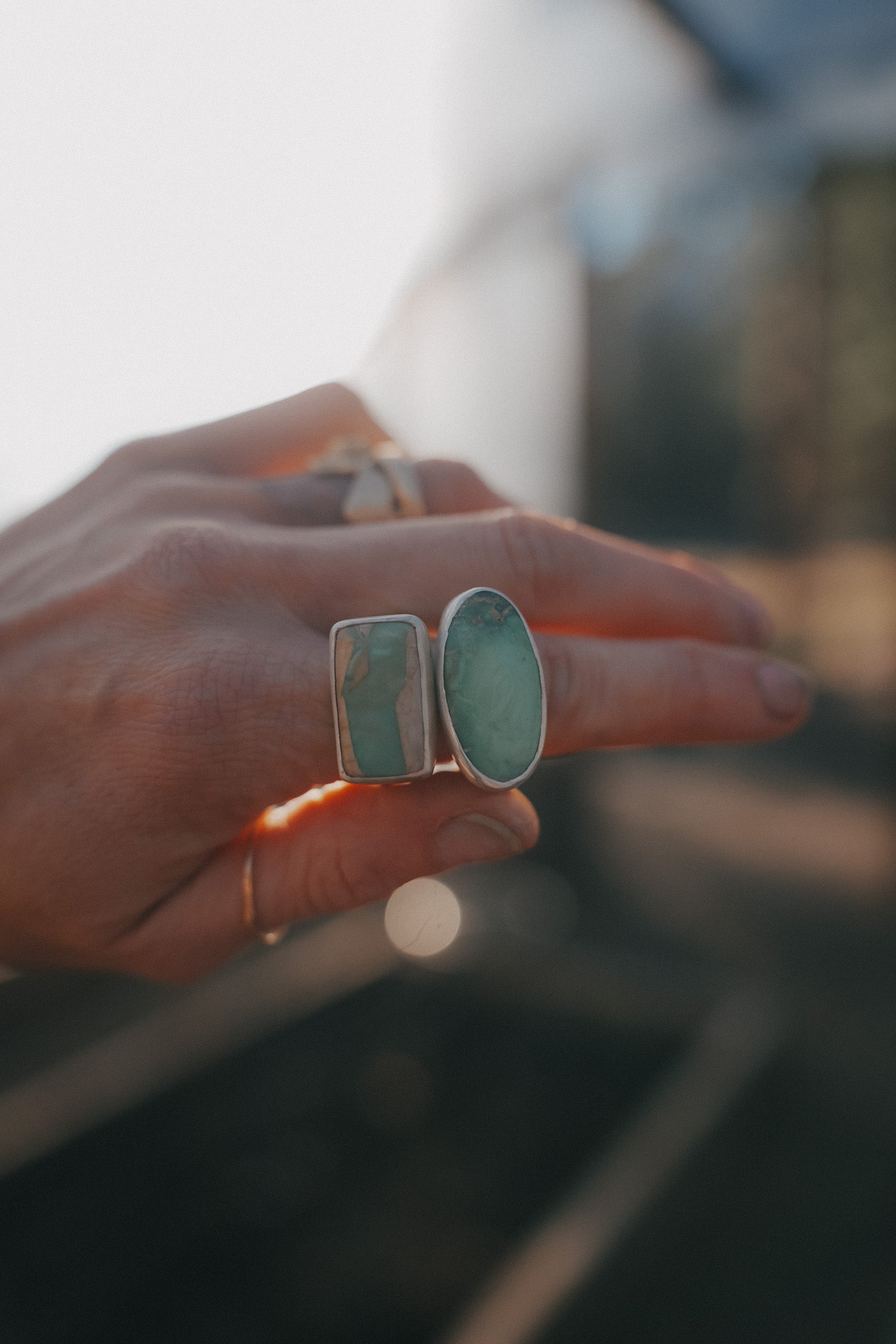 Pool Ring ~ Sterling Silver + Variscite ~ Medium-Wide Band ~ Size 6/6.25