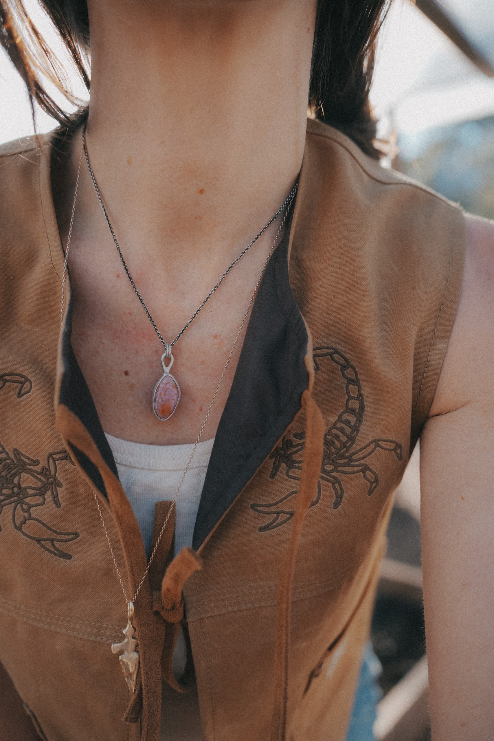 Laid Bare Necklace ~ Sterling Silver + Phosphosiderite