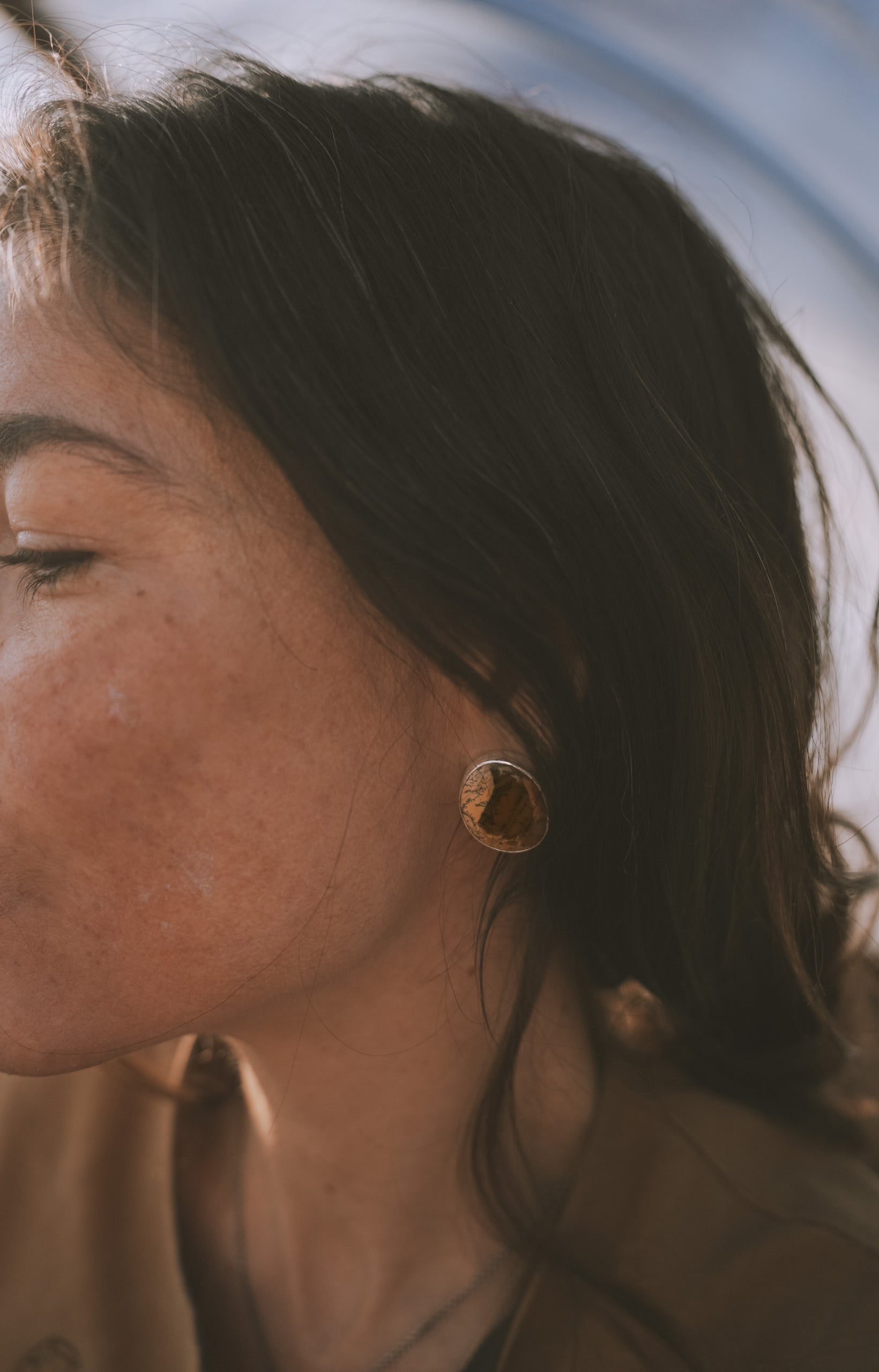 Rabbit Brush Earrings ~ Sterling Silver + Dendritic Jasper