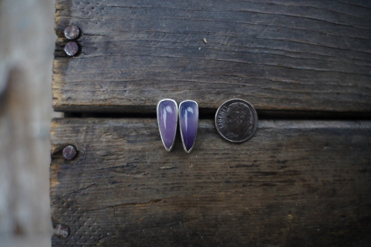 Lilac Chalcedony Spike Earrings ~ Medium