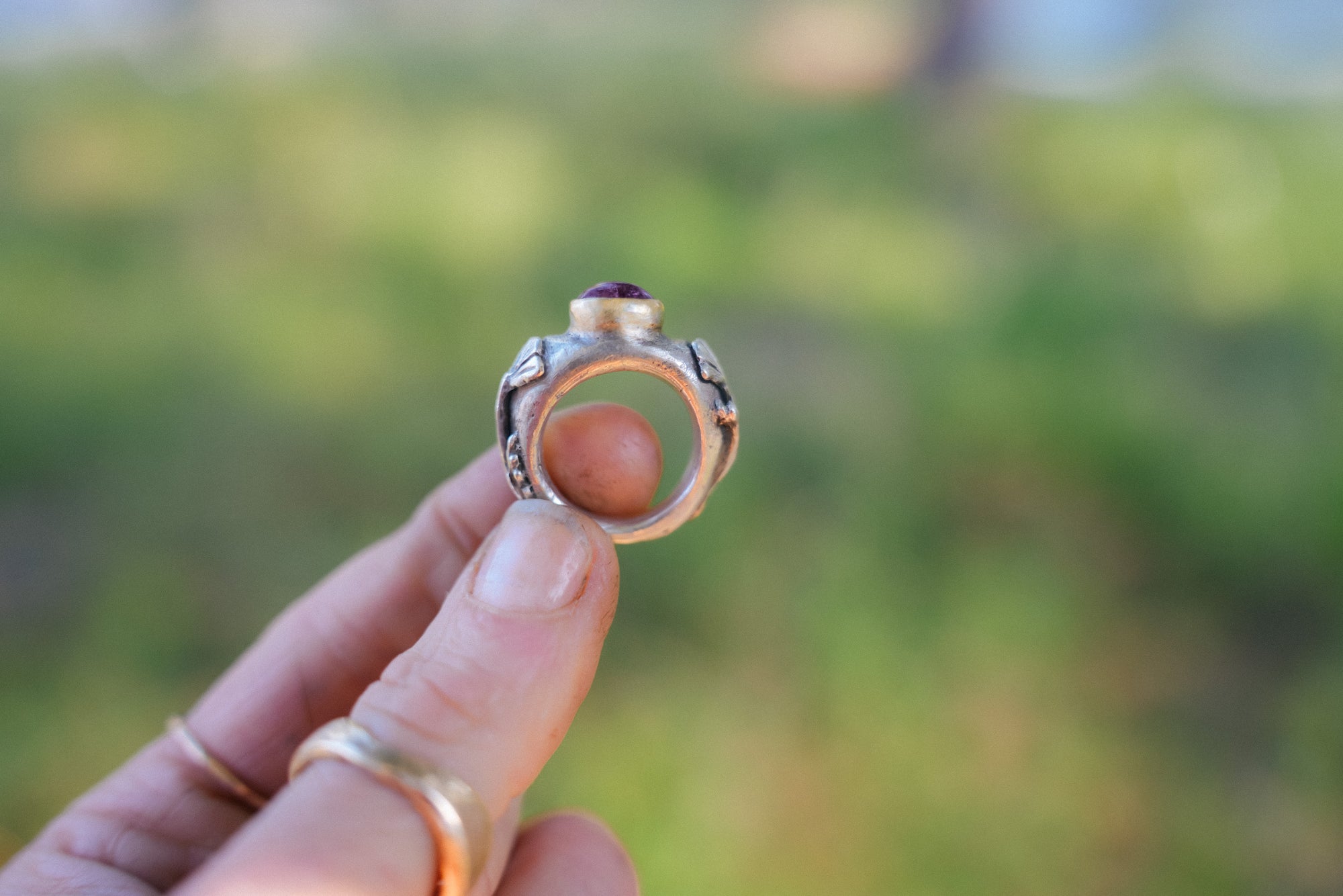 Poppy Cigar Ring ~ 18kt Gold + Sterling Silver ~ Pink Tourmaline ~ Size 5.5