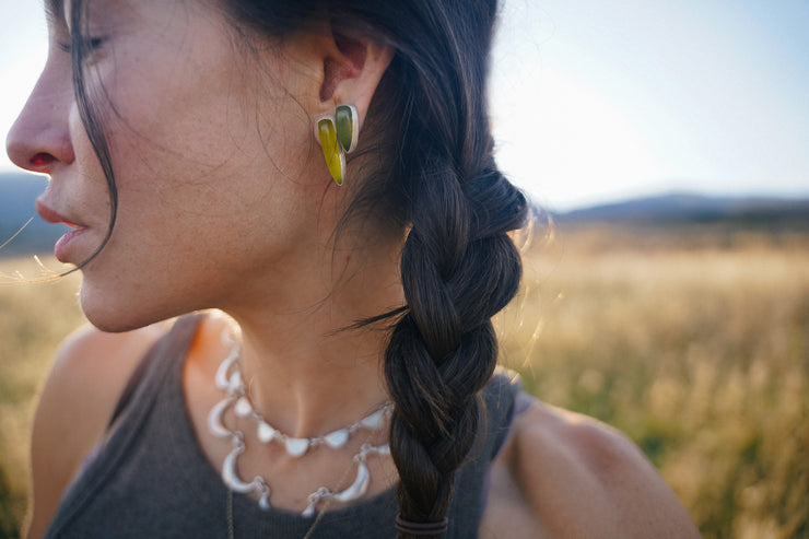 Vesuvianite Spike Earrings ~ Medium