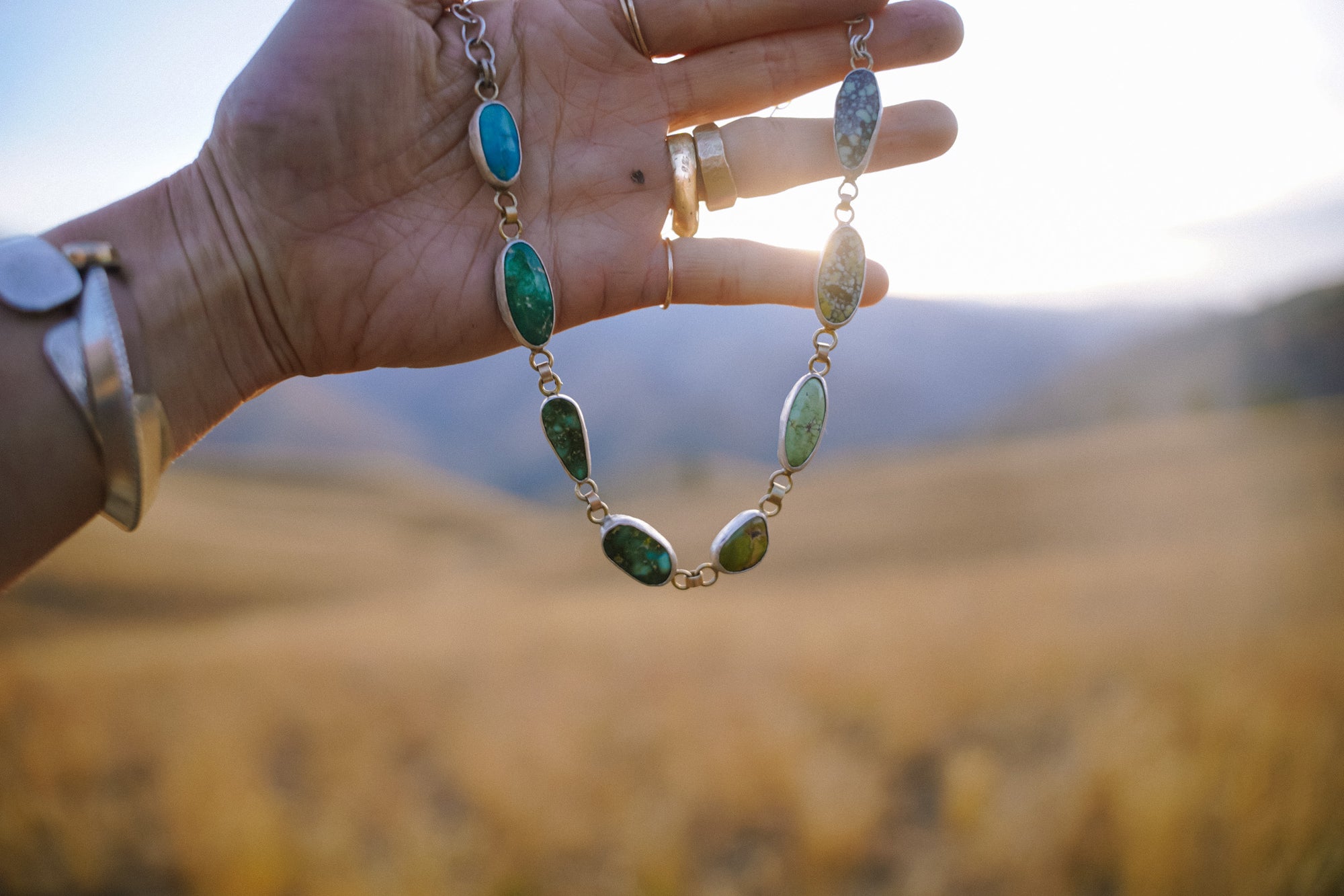 The Lush Choker ~ 22kt Gold + Reclaimed Sterling with Royston + Variscite