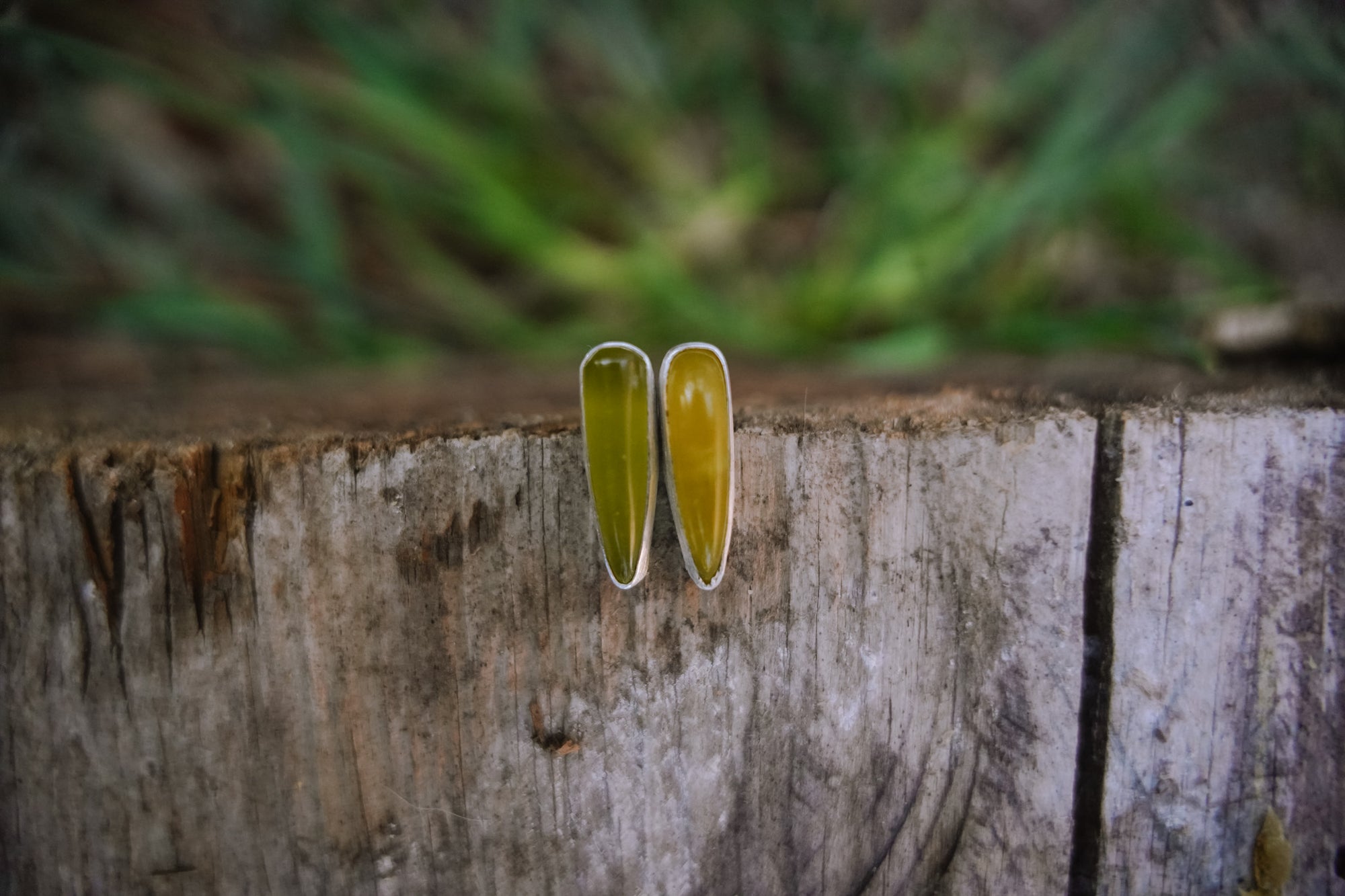 Vesuvianite Spike Earrings ~ Medium