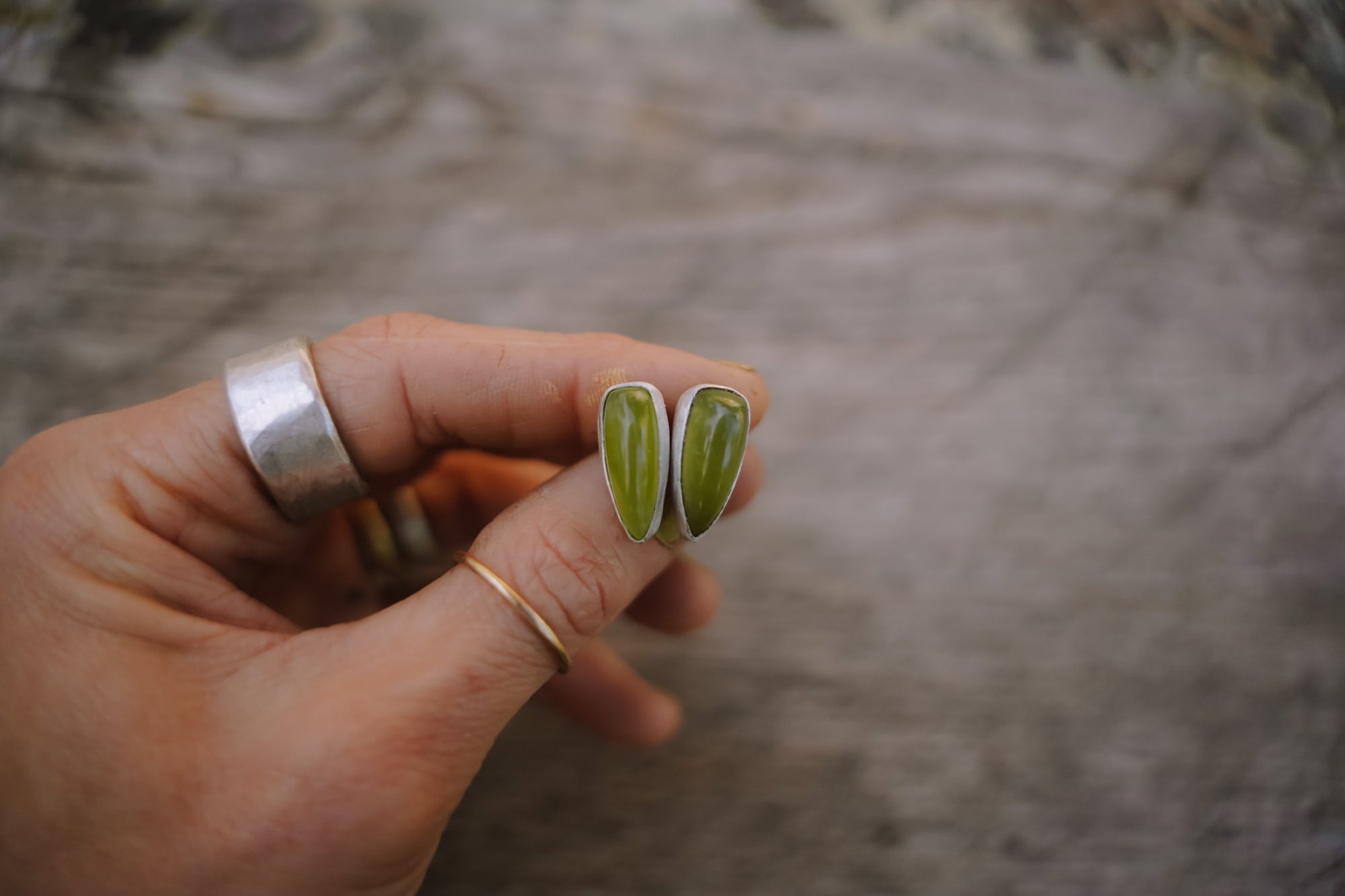 Vesuvianite Spike Earrings ~ small