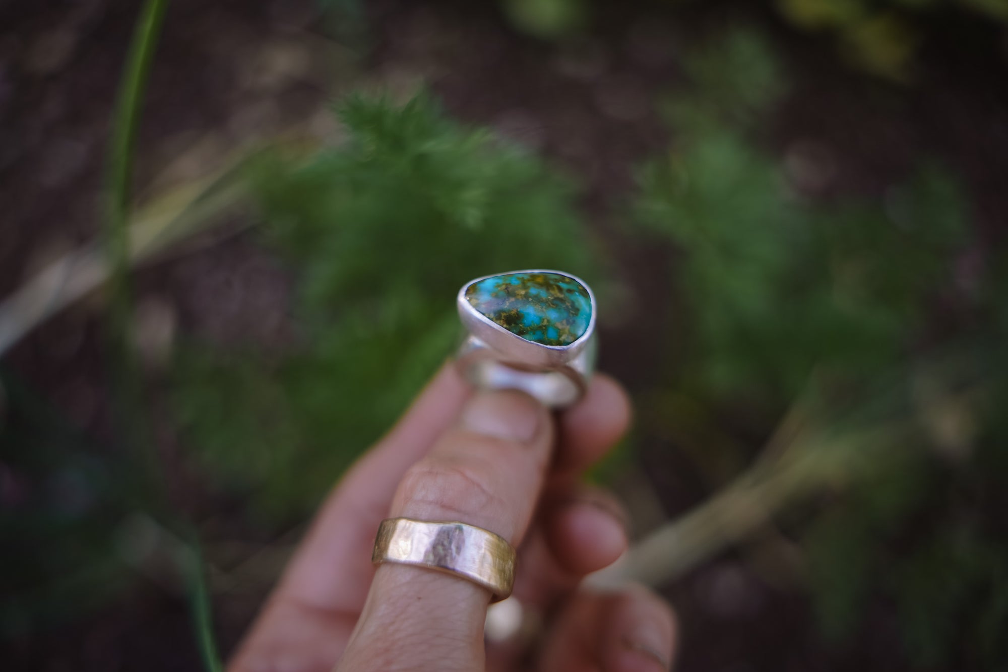 Counterbalance  Ring ~ Sterling Silver + Turquoise ~ Size 7.5