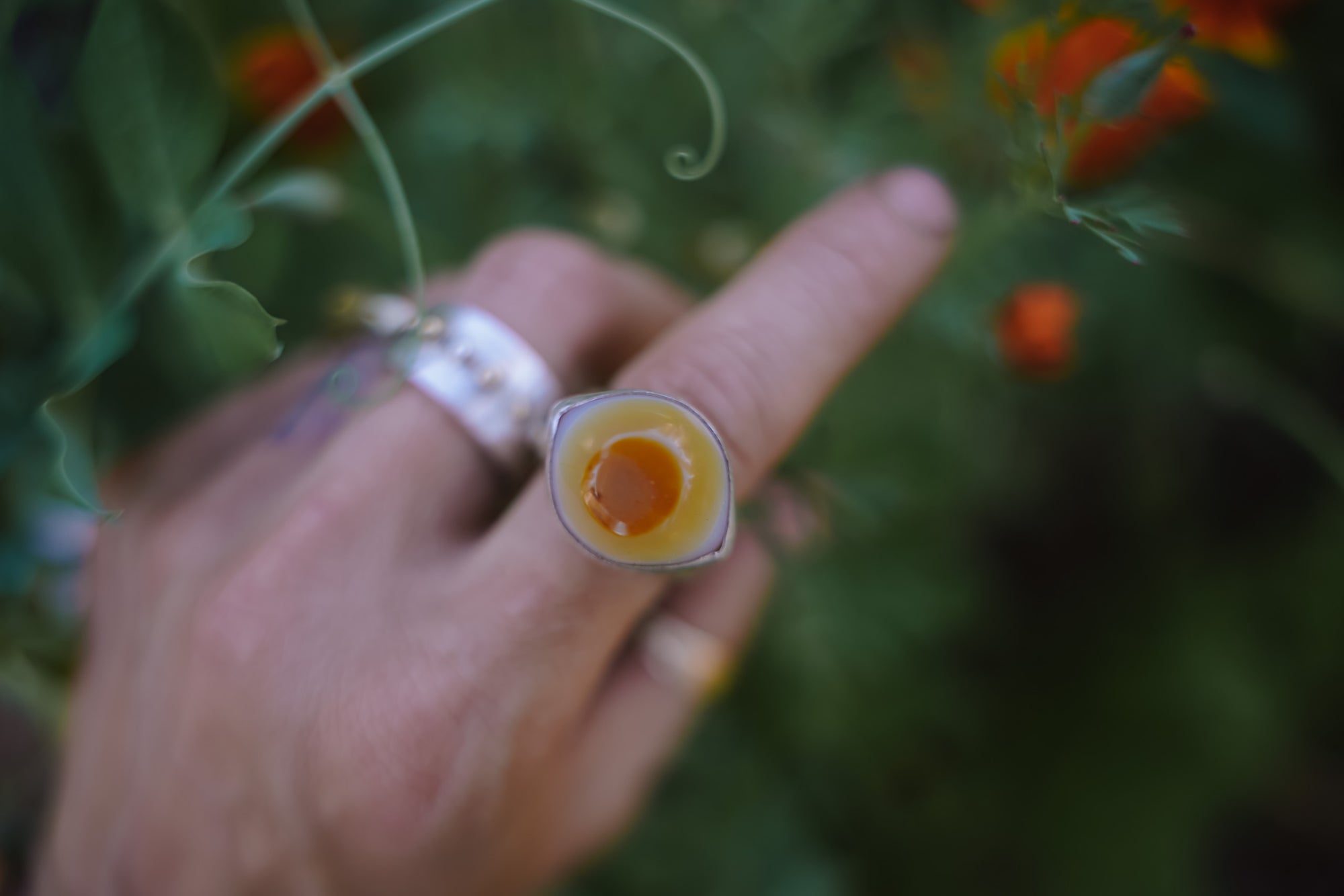 Second Sight Ring ~ Sterling Silver + Agate ~ Size 9