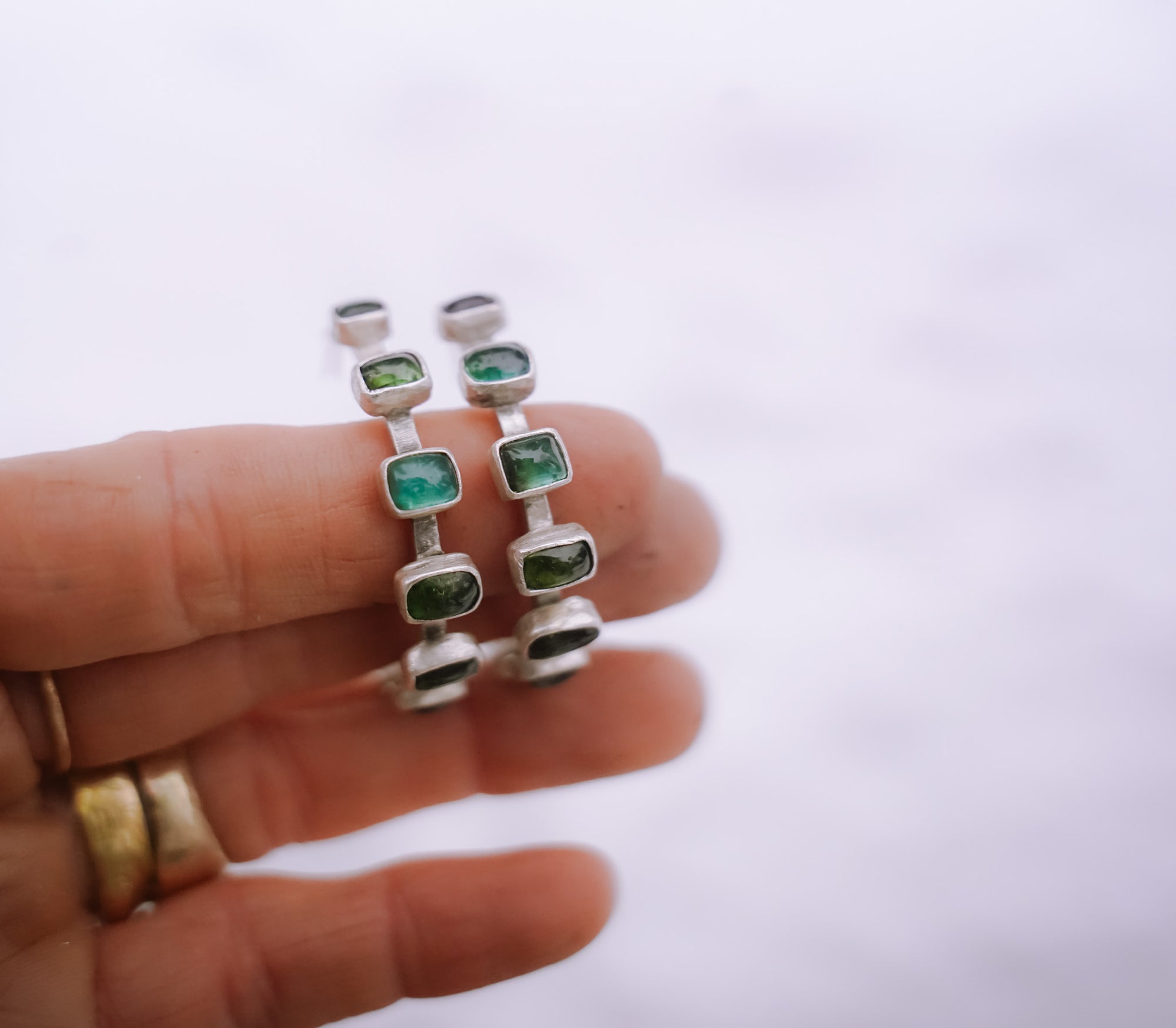 Verde Hoops ~ Sterling Silver + Kyanite